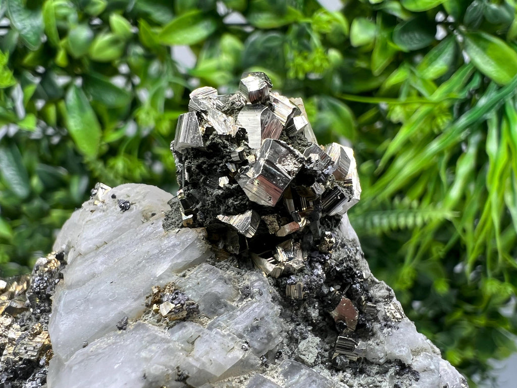 Rare Pyrite on Calcite Specimen, Borieva Mine, Bulgaria