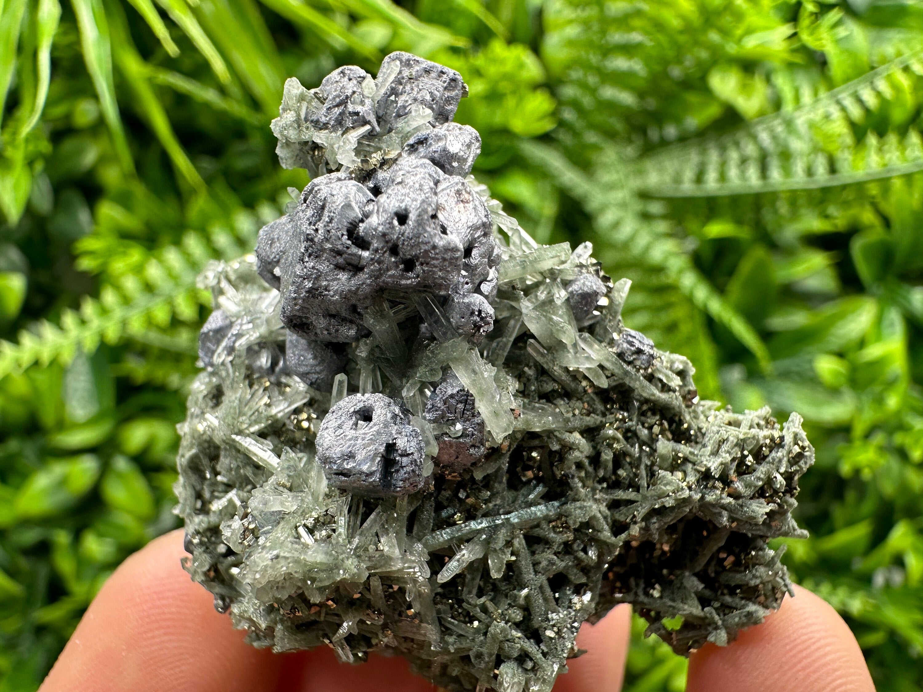 Galena Pyrite on Quartz: Borieva Mine Mineral Decor Stone