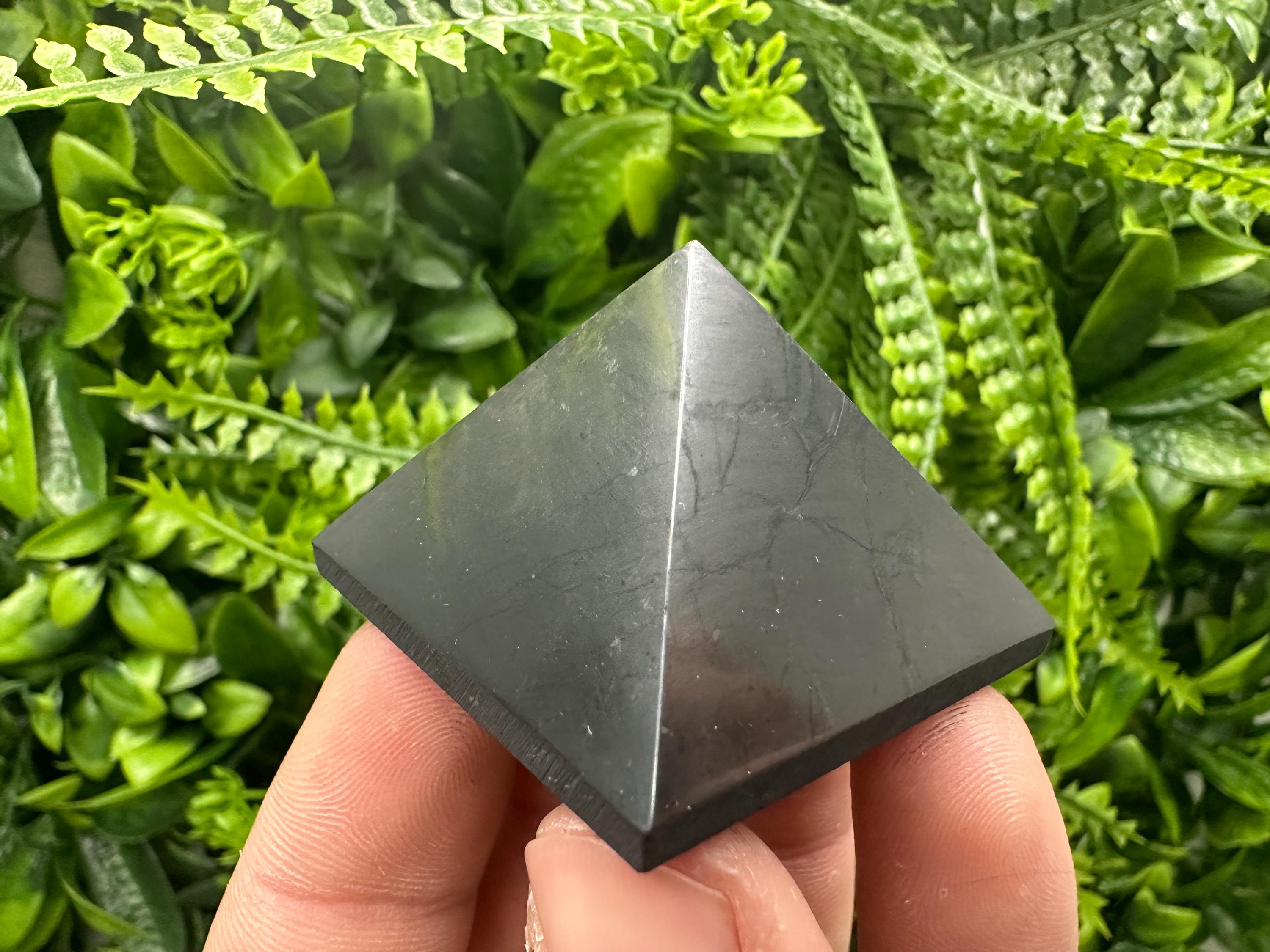 Shungite Pyramid: Polished EMF Protection Crystal (4cm)