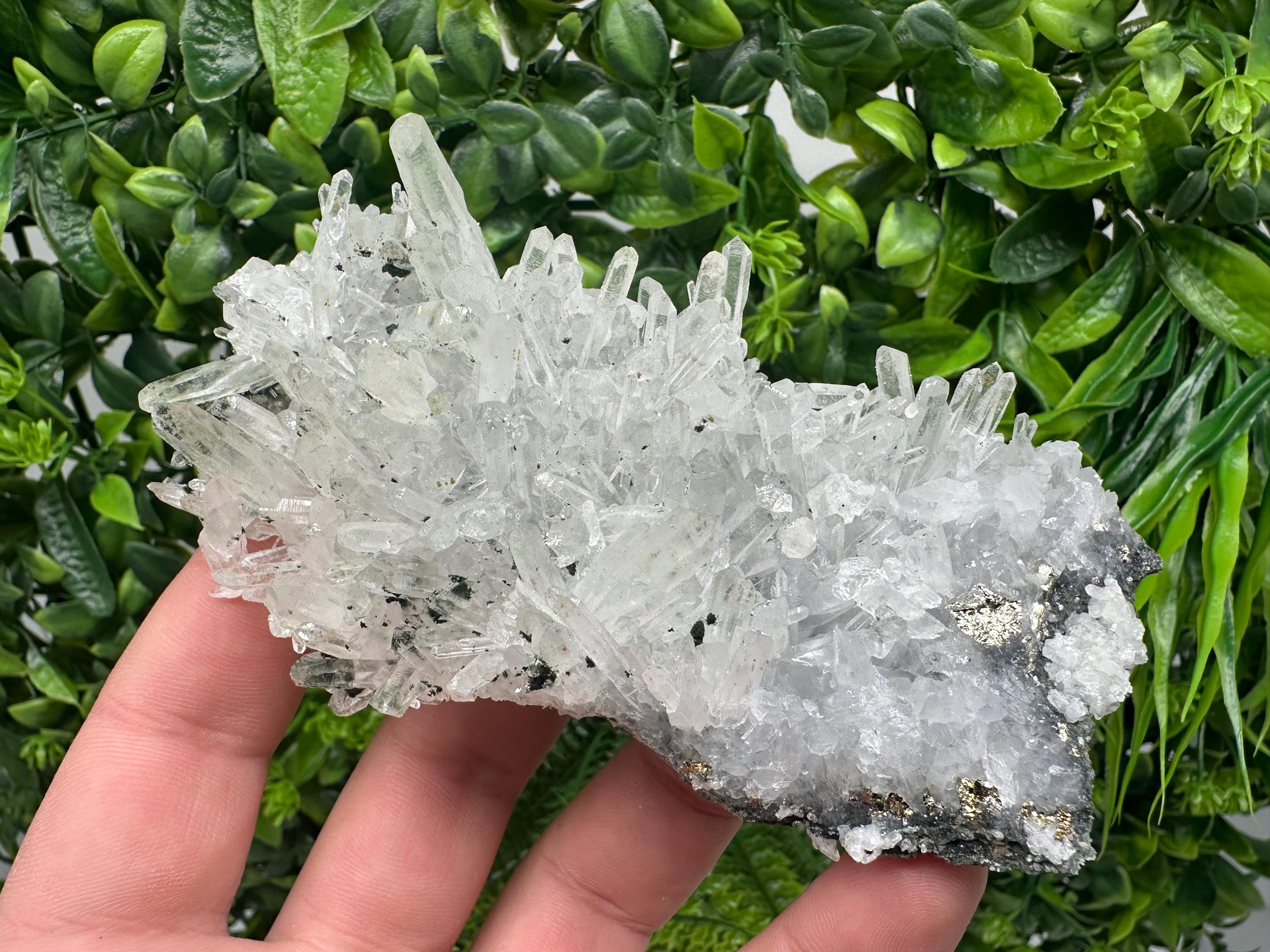 Chlorite Quartz Crystal Cluster: Borieva Mine, Bulgaria