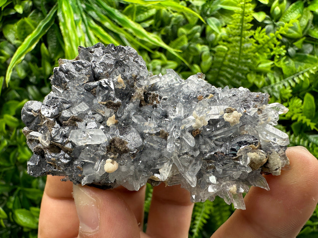 Spinel Galena on Transparent Quartz Mineral Specimen
