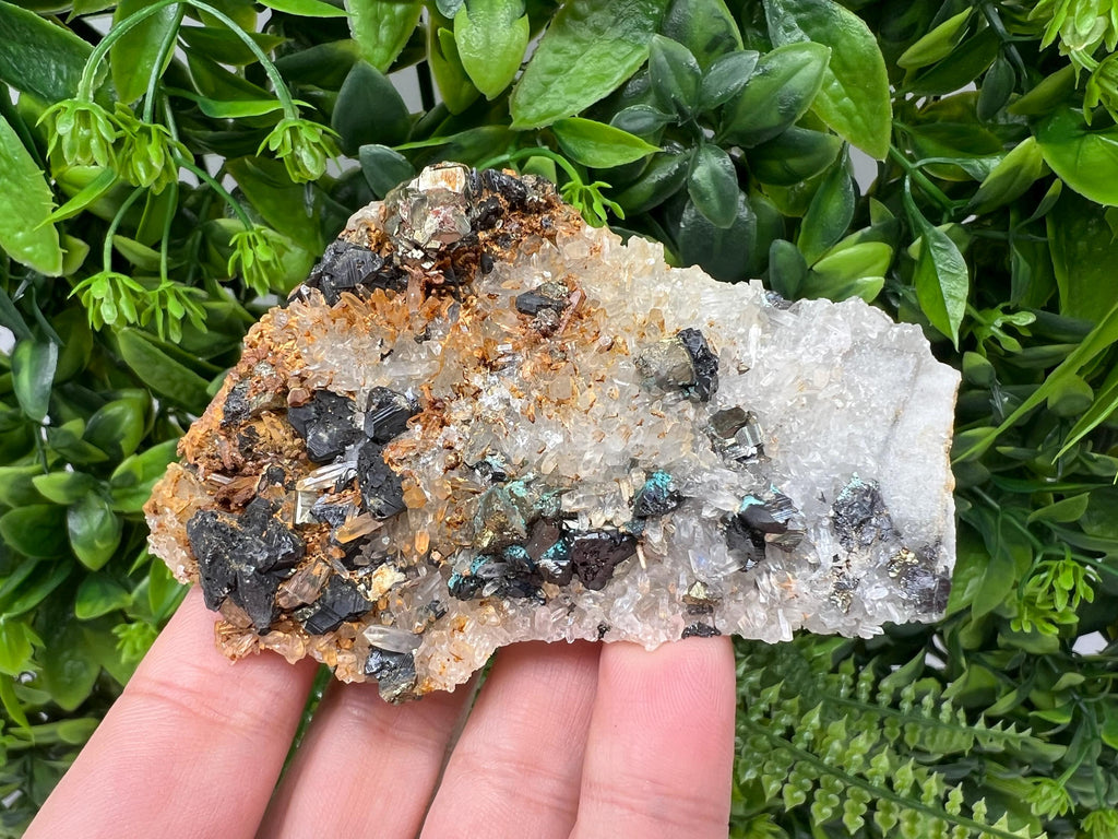 Wonderful Rainbow pyrite,Sphalerite on needles Quartz,natural minerals souvenir crystal gift collection stone,home decor Borieva Bulgaria