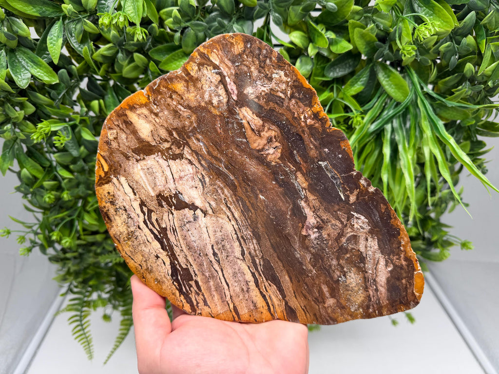 Polished Landscape Jasper Slab – Natural Scenic Stone Slice, Grounding Decor (21x17cm)