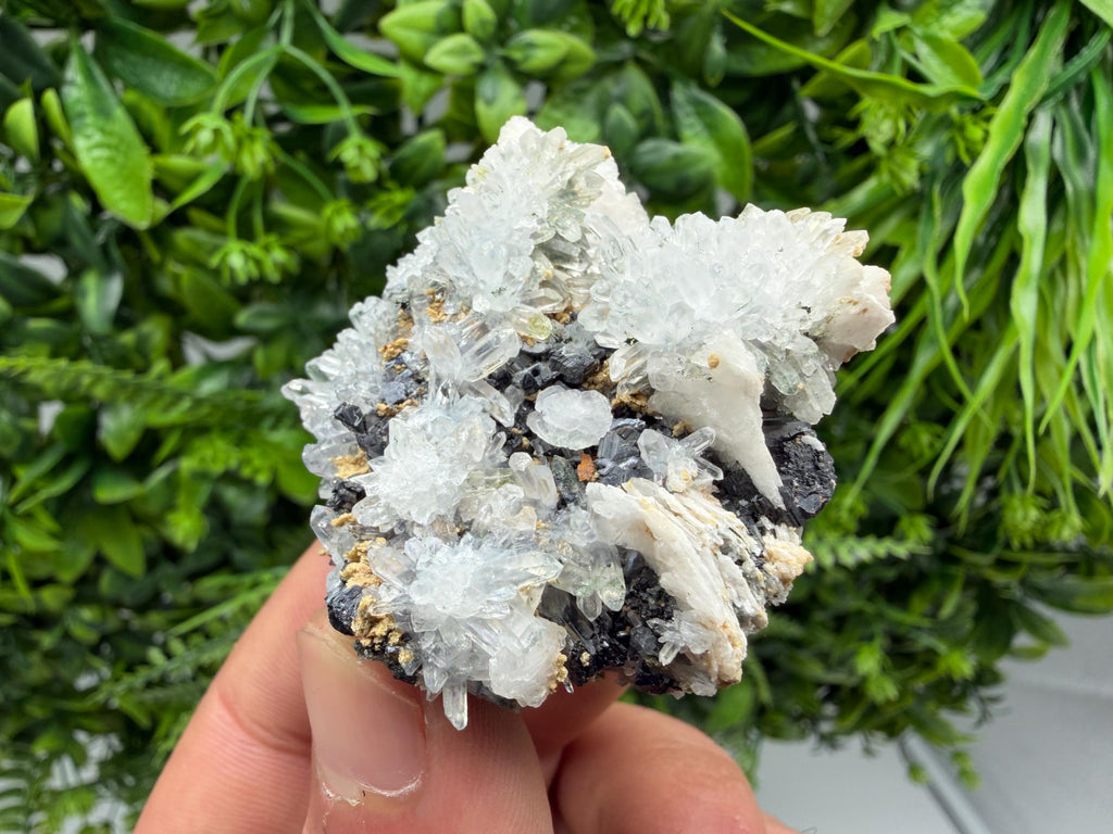 Chalcopyrite Galena Sphalerite Calcite on Quartz, Madan Bulgaria Mineral Specimen