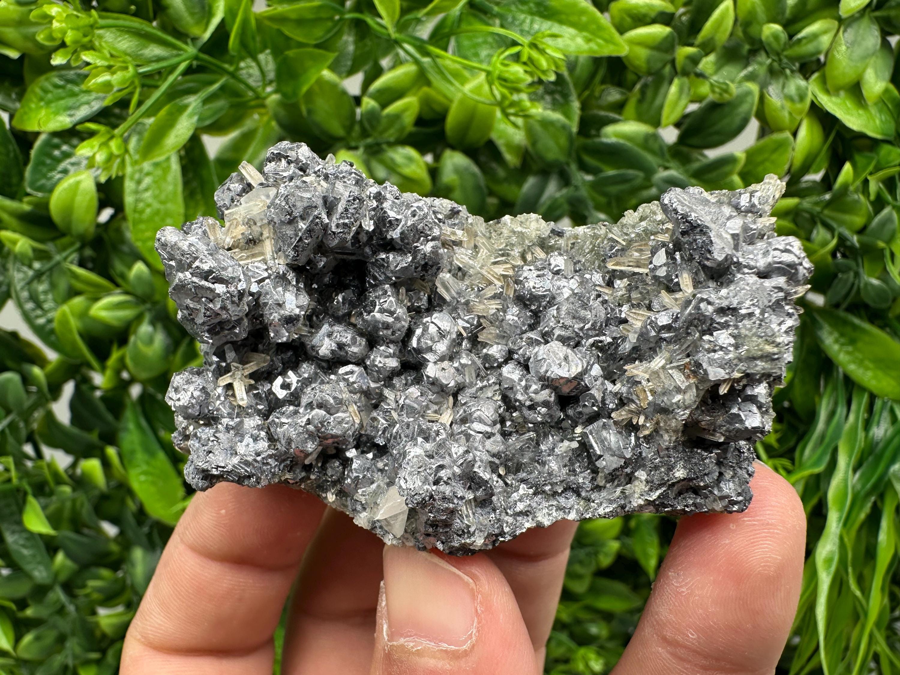 Stunning Shiny Galena,Sphalerite on needle Quartz,from Borieva mine,Bulgaria natural mine Souvenir crystal,collectors speciment,gift,stone