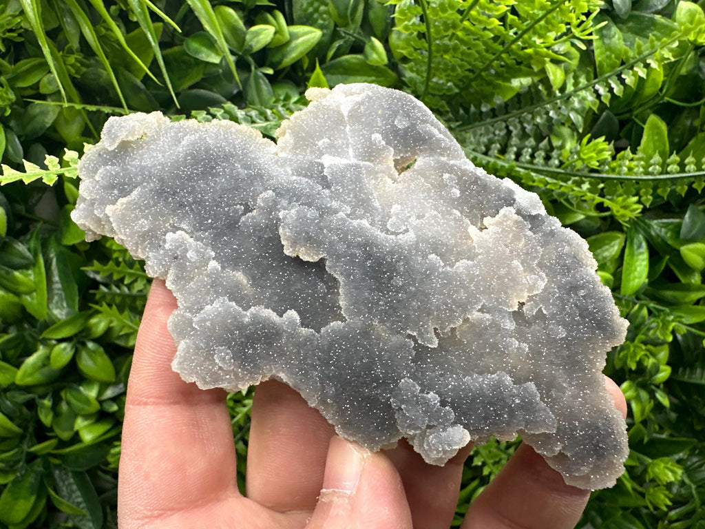Blue Chalcedony Quartz with Chlorite Inclusions: Bulgaria Crystal Decor Stone