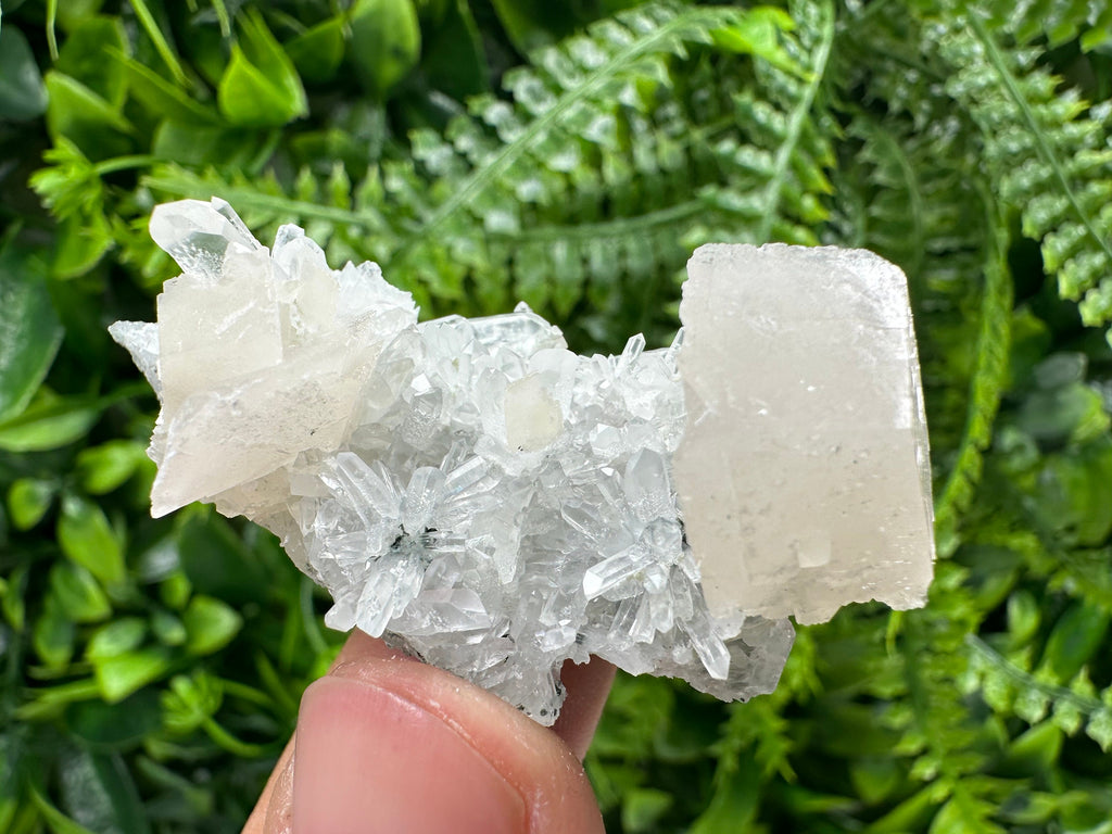 Calcite on Quartz Crystal: Borieva Mine, Bulgaria