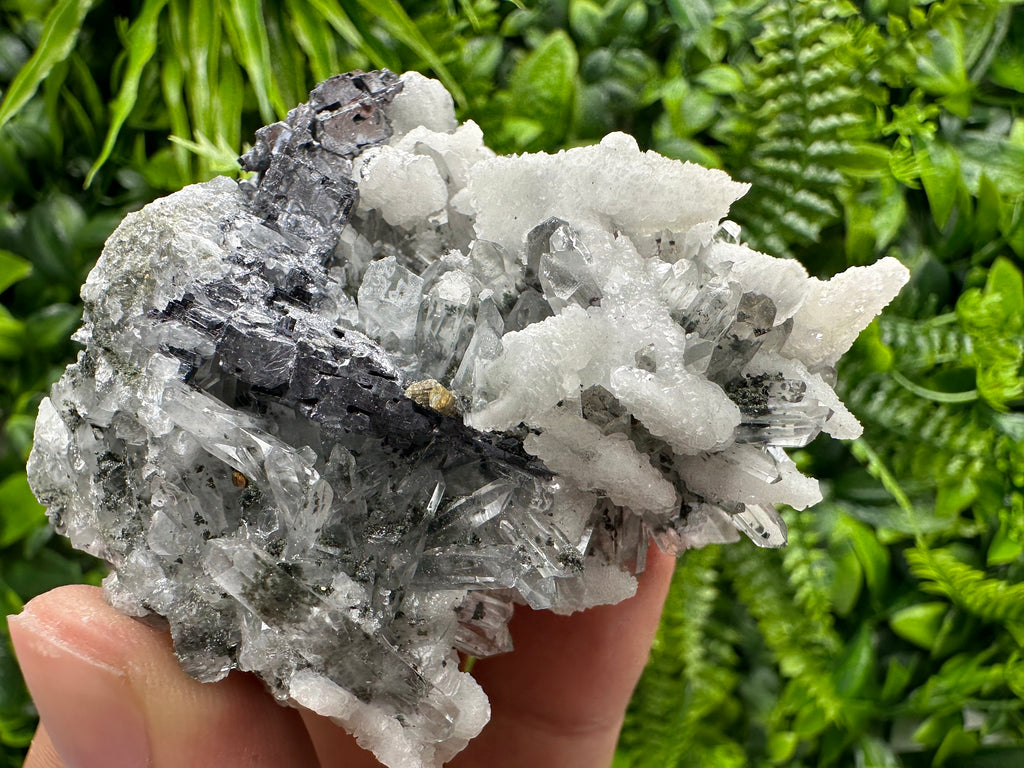 Galena Pyrite Calcite on Quartz: Borieva Madan Mineral
