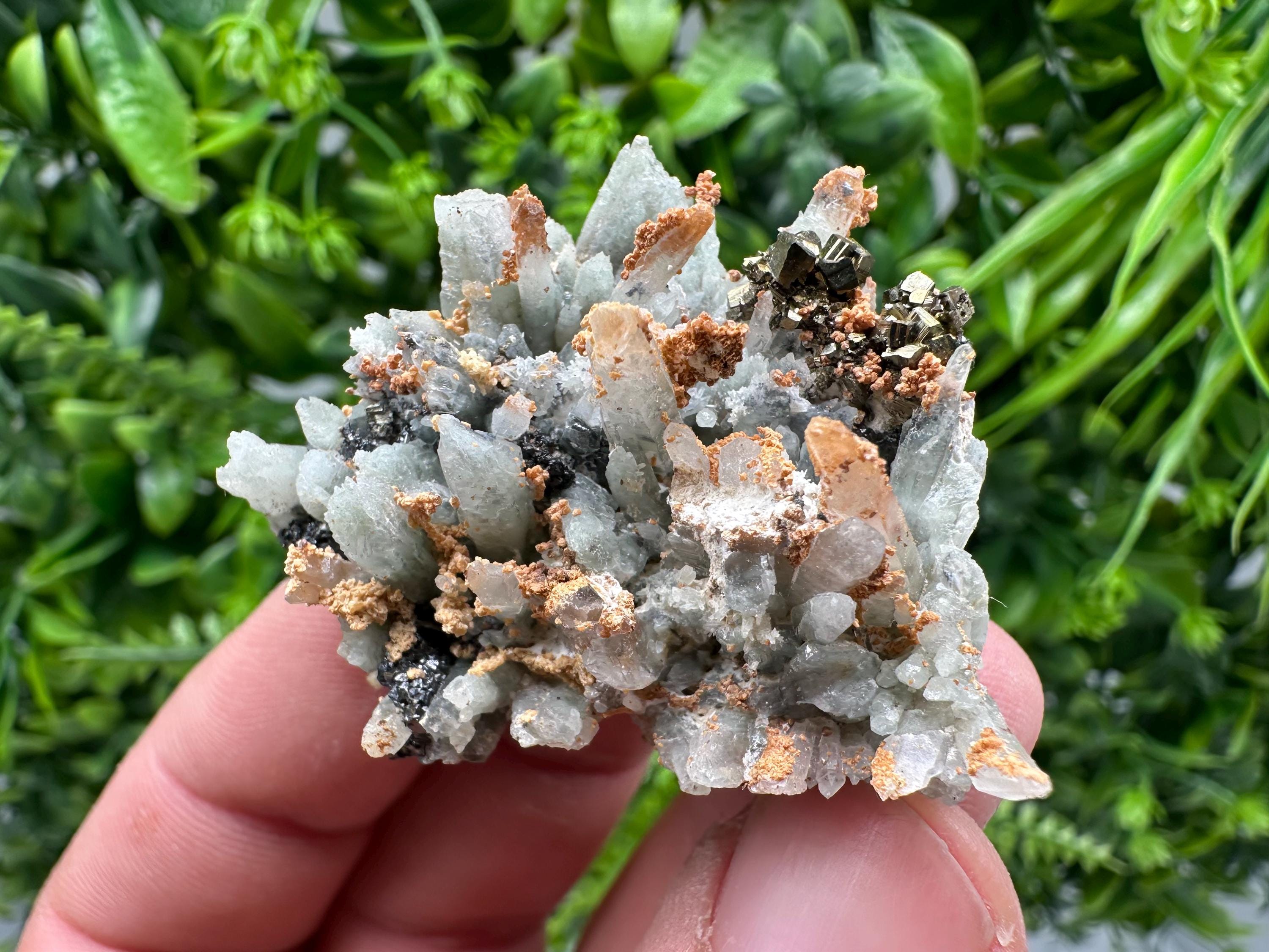 Sphalerite on Green Quartz, Borieva Mine Mineral Specimen