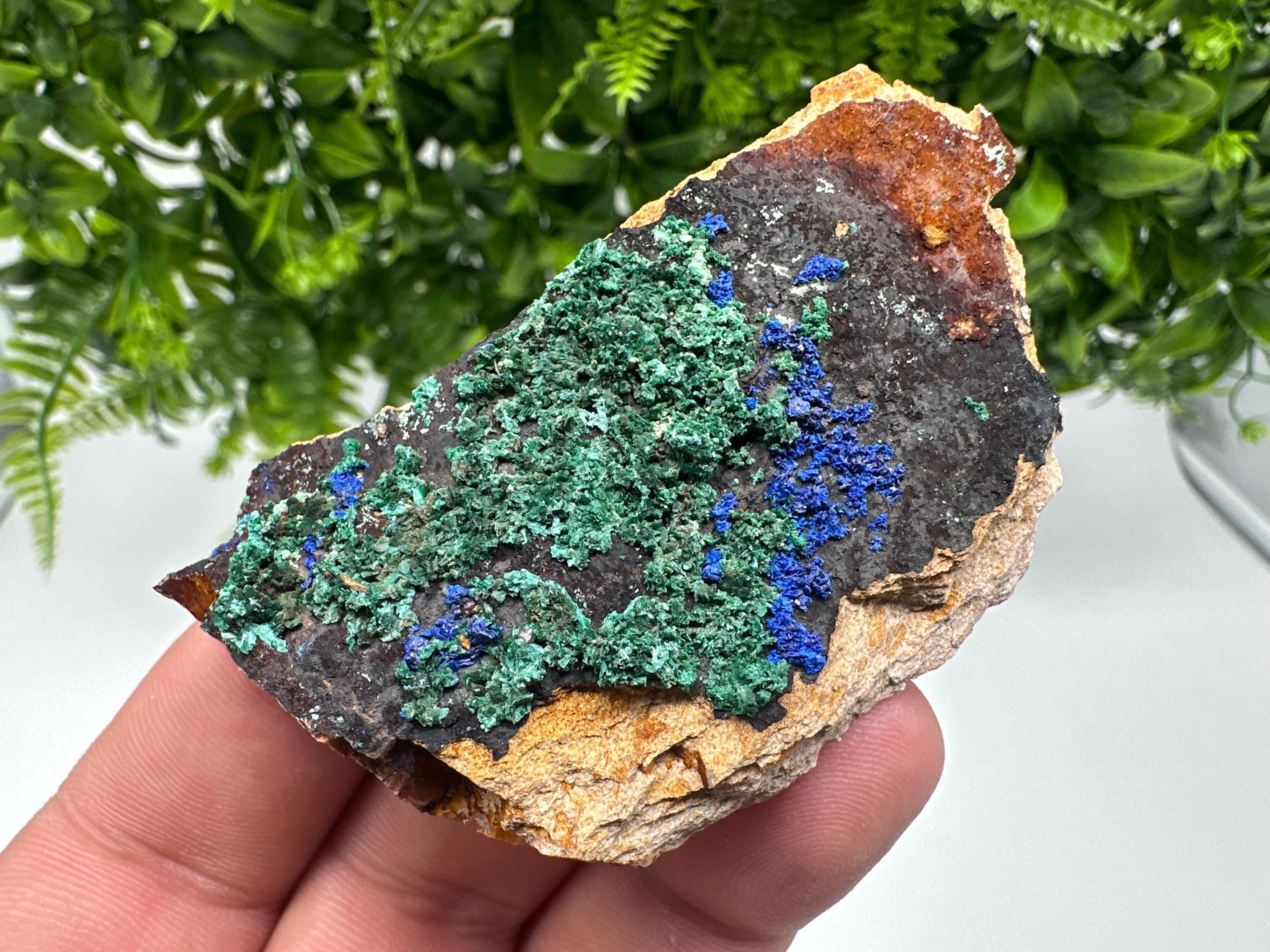Moroccan Azurite Malachite Specimen: Rare Crystal Mineral Decor