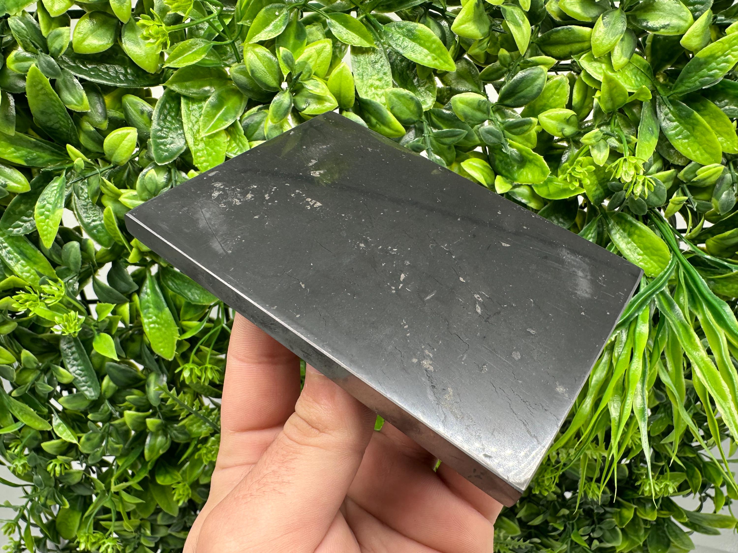 Polished Shungite Tile, Karelia Russia, Healing Stone (9/12cm)