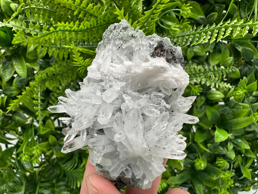 Quartz on Chlorite Matrix with Calcite, Bulgarian Mineral Specimen