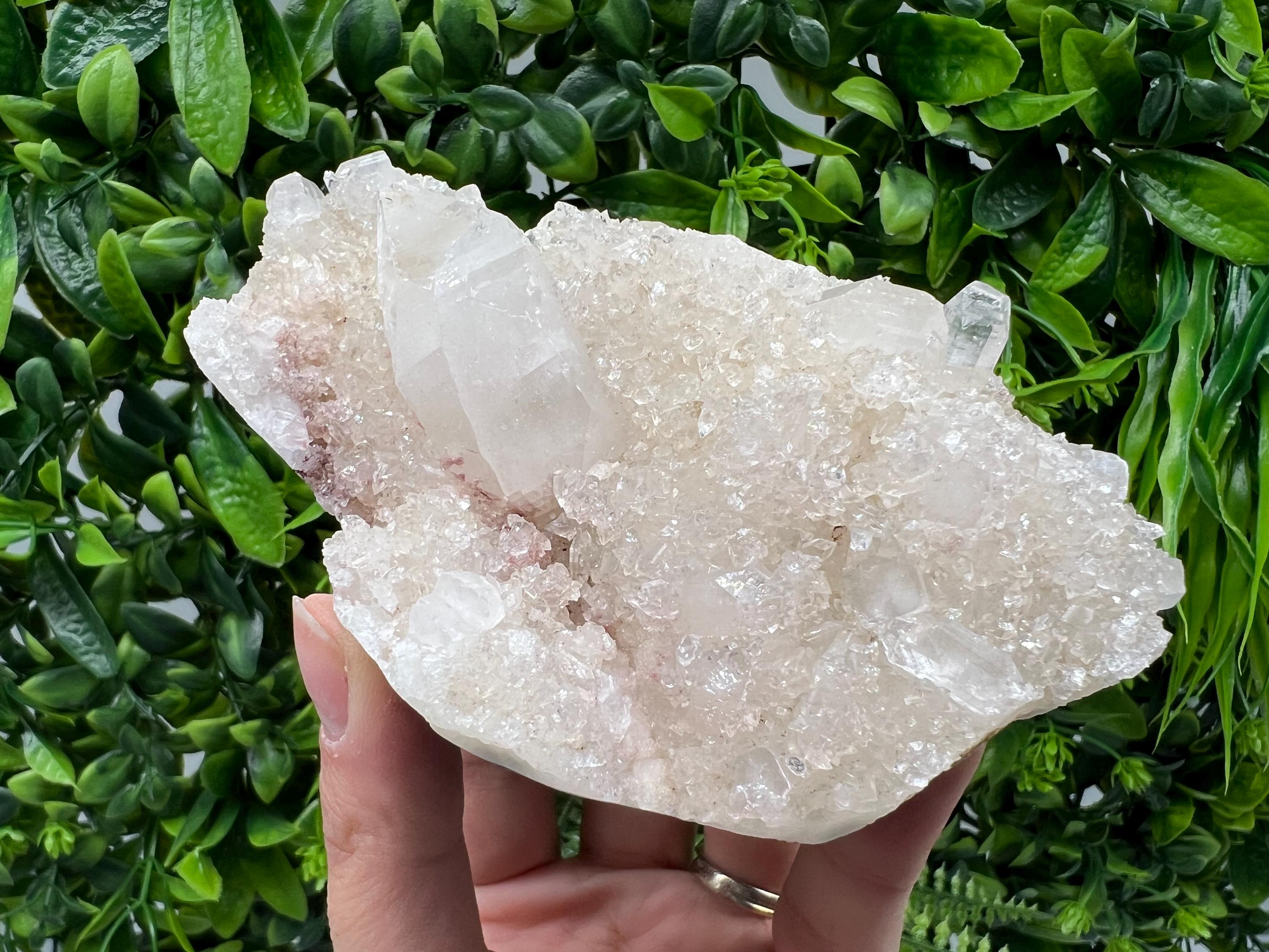 Apophyllite on Chalcedony Specimen, India Minerals, Crystal Stone