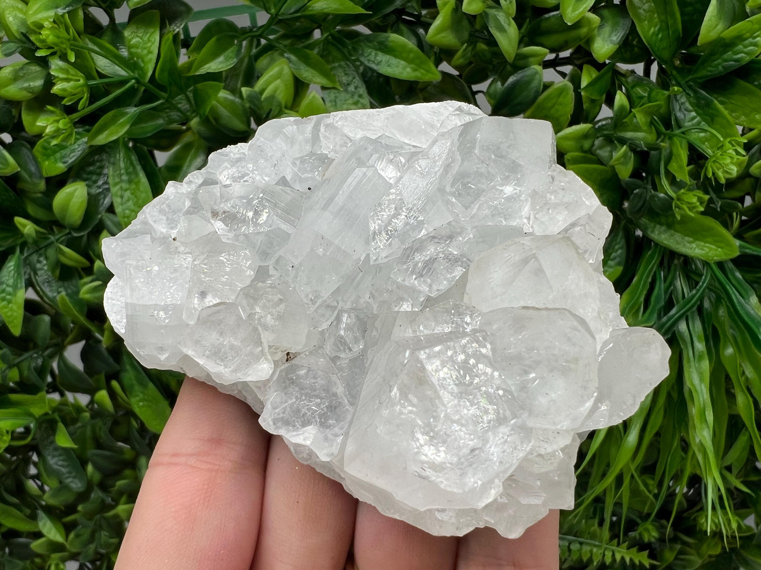 Apophyllite on Chalcedony Specimen: Transparent Crystal, India Minerals