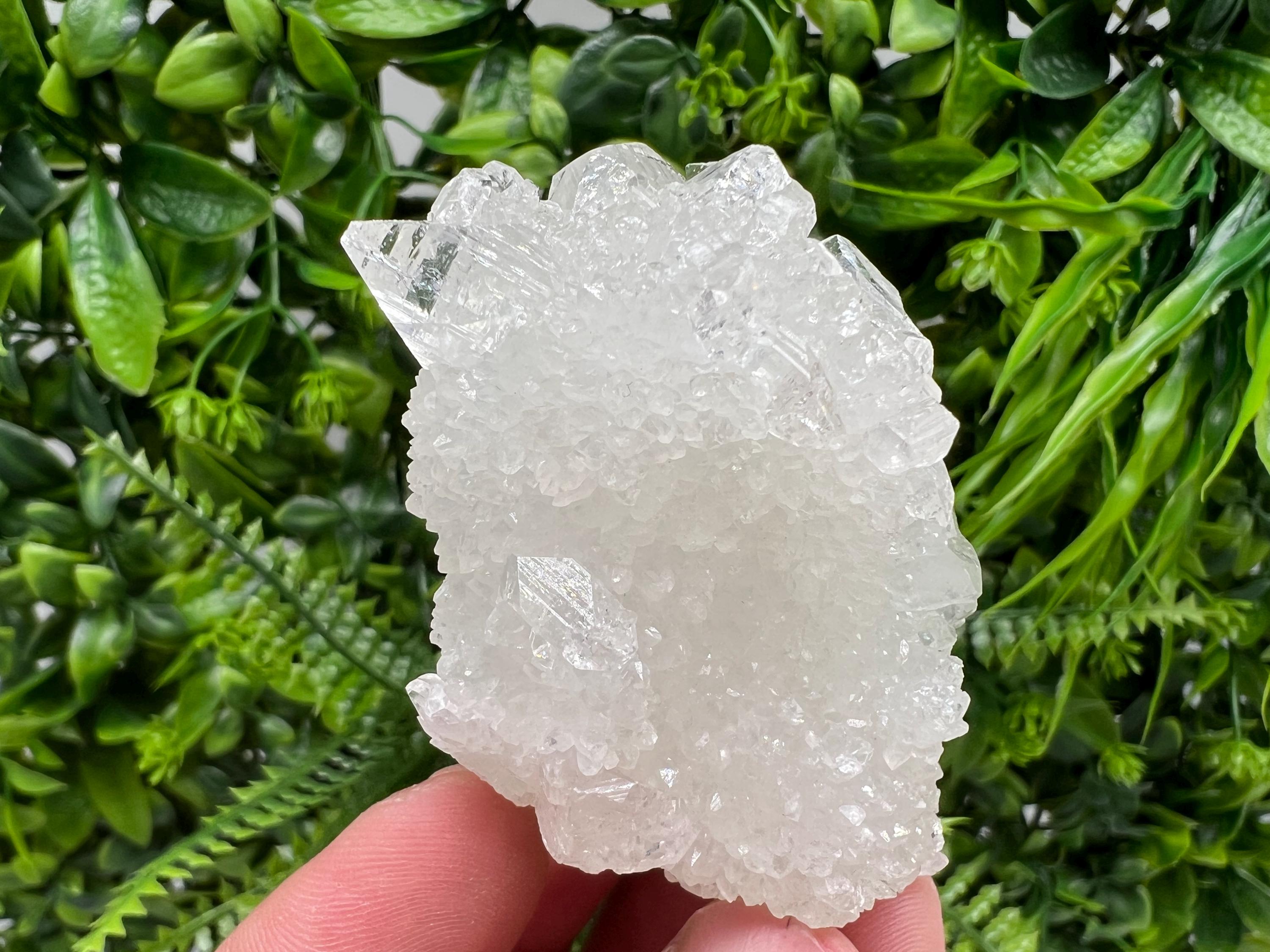 Transparent Apophyllite on Chalcedony, Natural Crystal Specimen, India Minerals