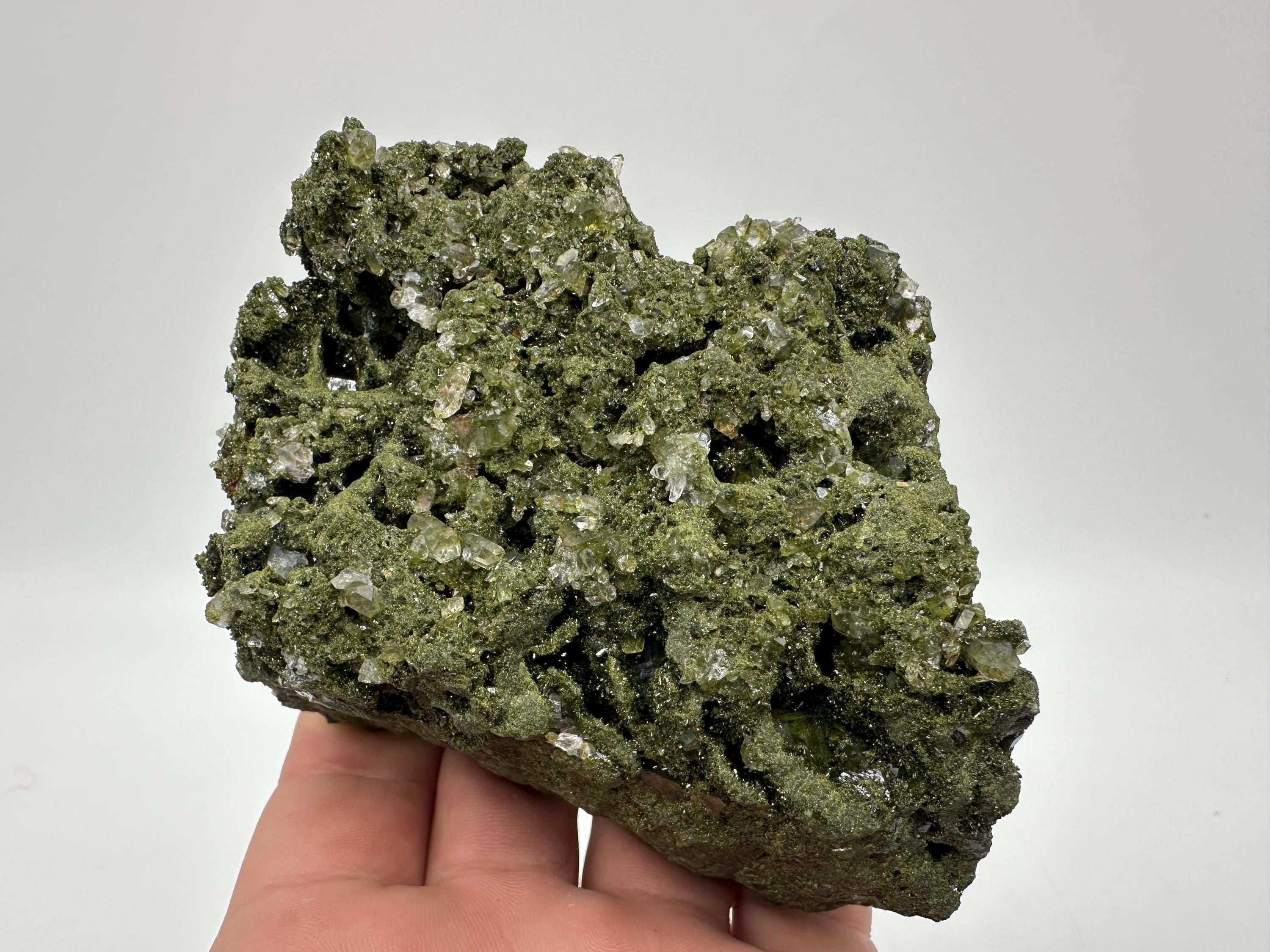 Sparkly Green Epidote with Quartz Crystals - Eastern Anatolian Mineral Decor
