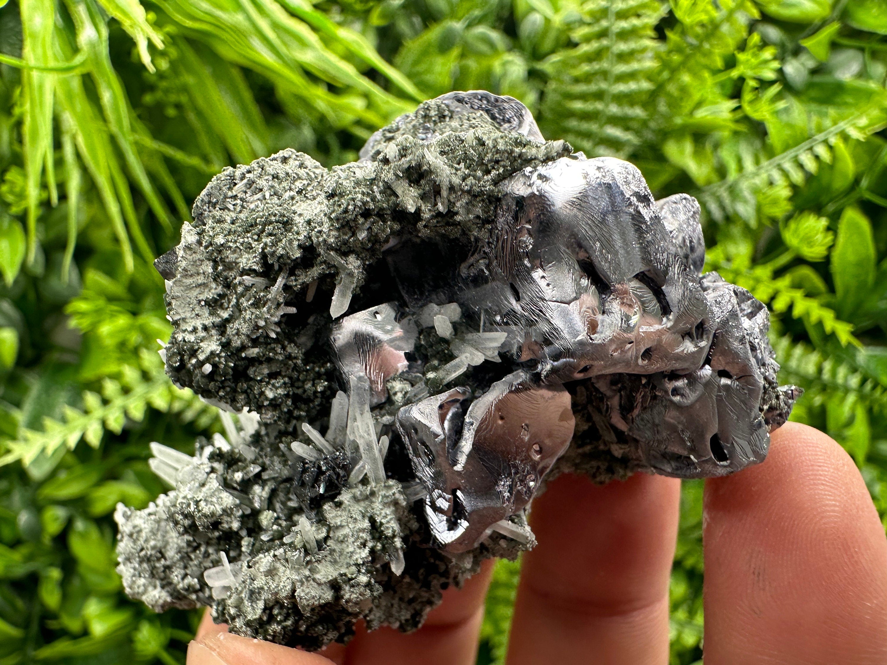 Galena on Sphalerite and Quartz: Borieva Mine Crystal Decor