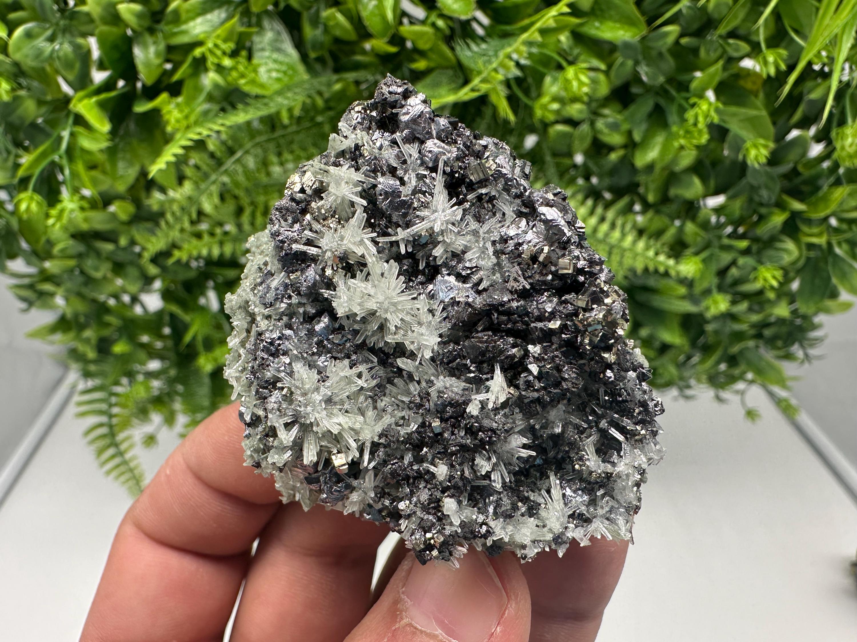 Pyrite on Green Quartz, Rare Mineral Specimen, Bulgaria