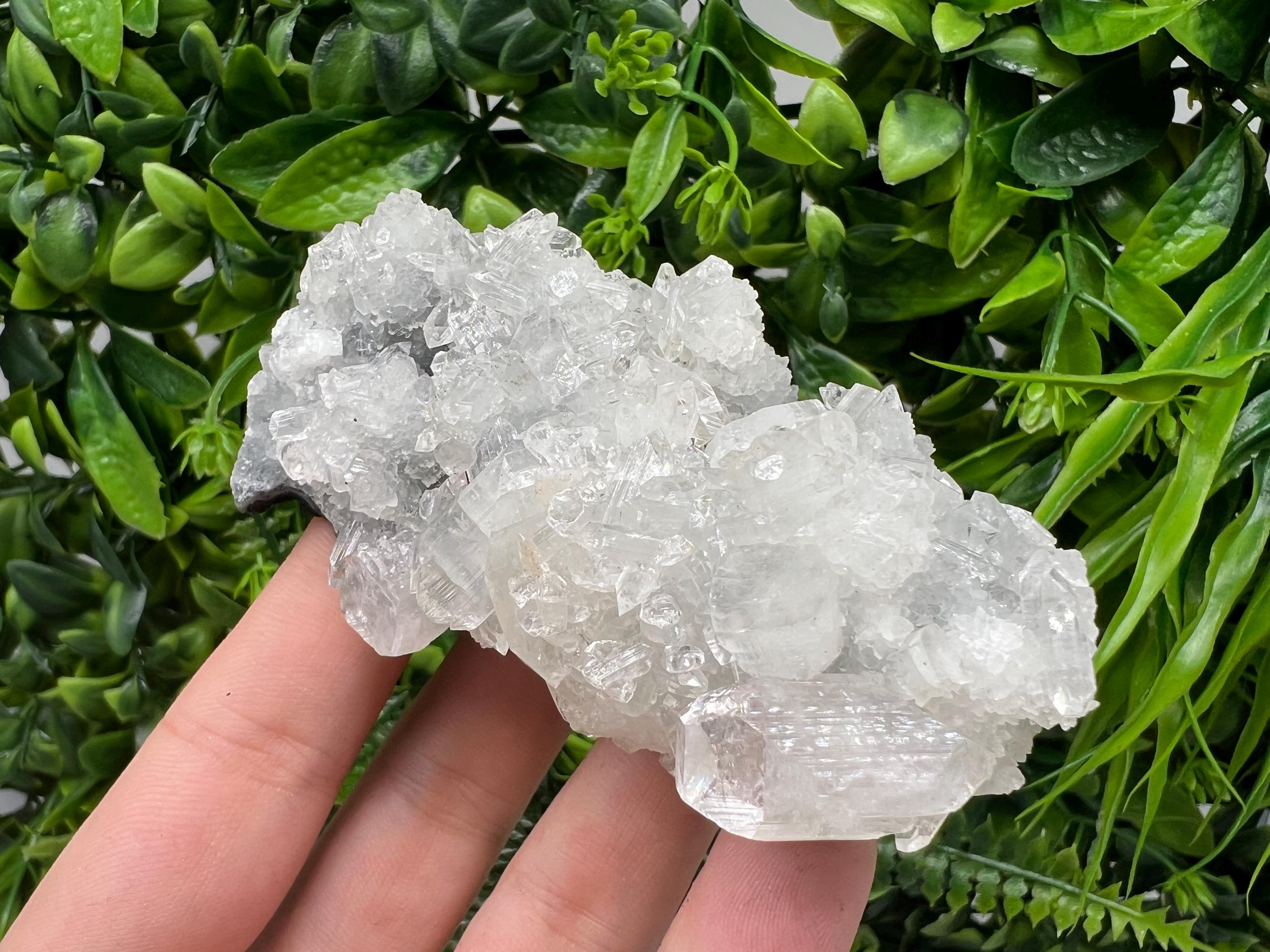 Apophyllite on Chalcedony Specimen: Transparent Crystal, India Minerals