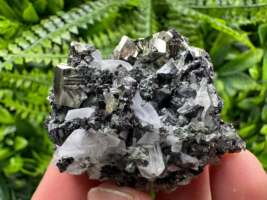 Pyrite Sphalerite Quartz Calcite Mineral Specimen: Borieva Mine, Bulgaria