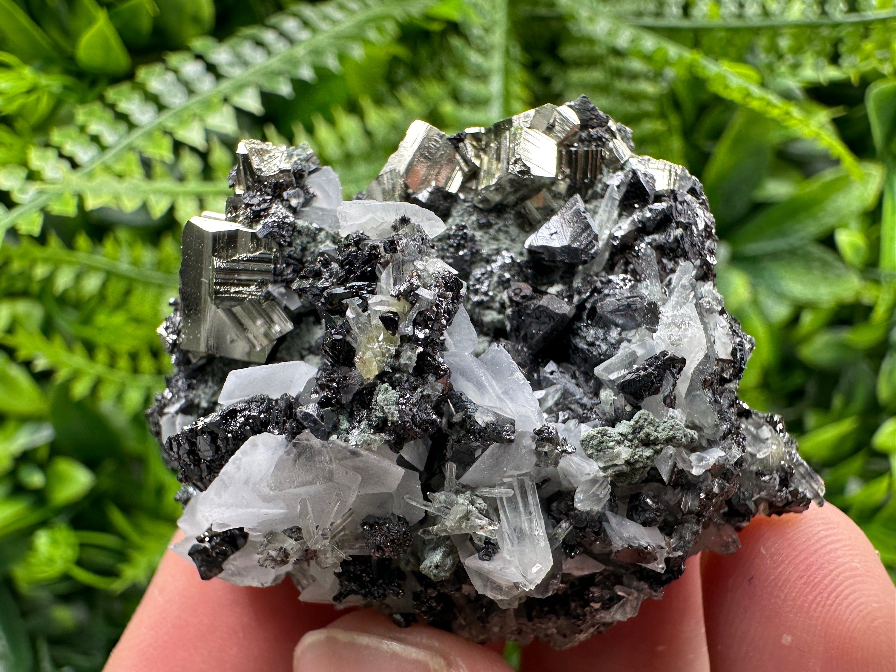 Pyrite Sphalerite Quartz Calcite Mineral Specimen: Borieva Mine, Bulgaria