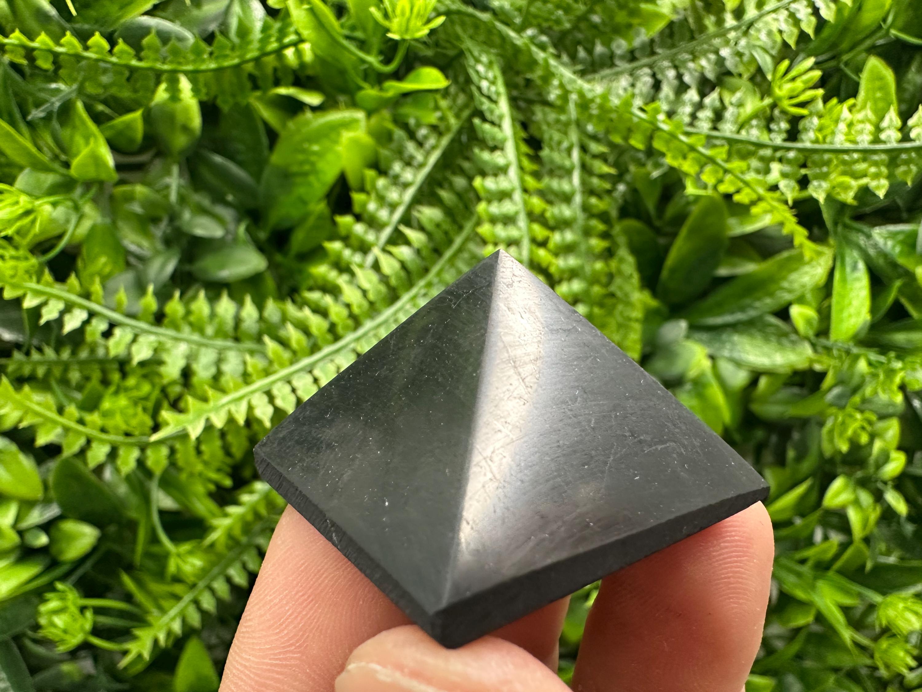 Shungite Pyramid (3cm): Polished EMF Protection Crystal