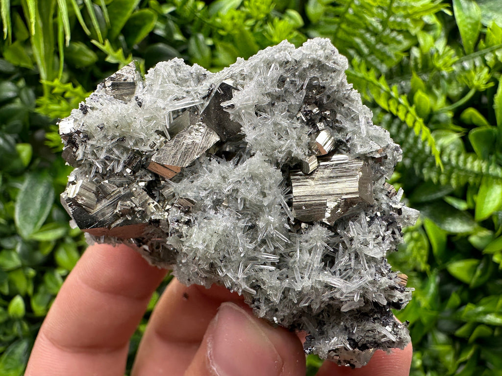 Pyrite on Quartz with Chlorite: Natural Crystal Home Decor from Bulgaria
