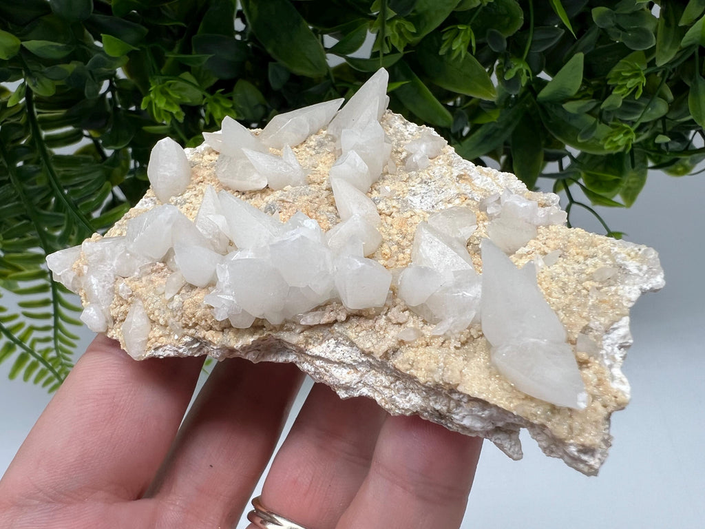Calcite on Green Quartz: Djurcovo Mine, Bulgaria Healing Crystal