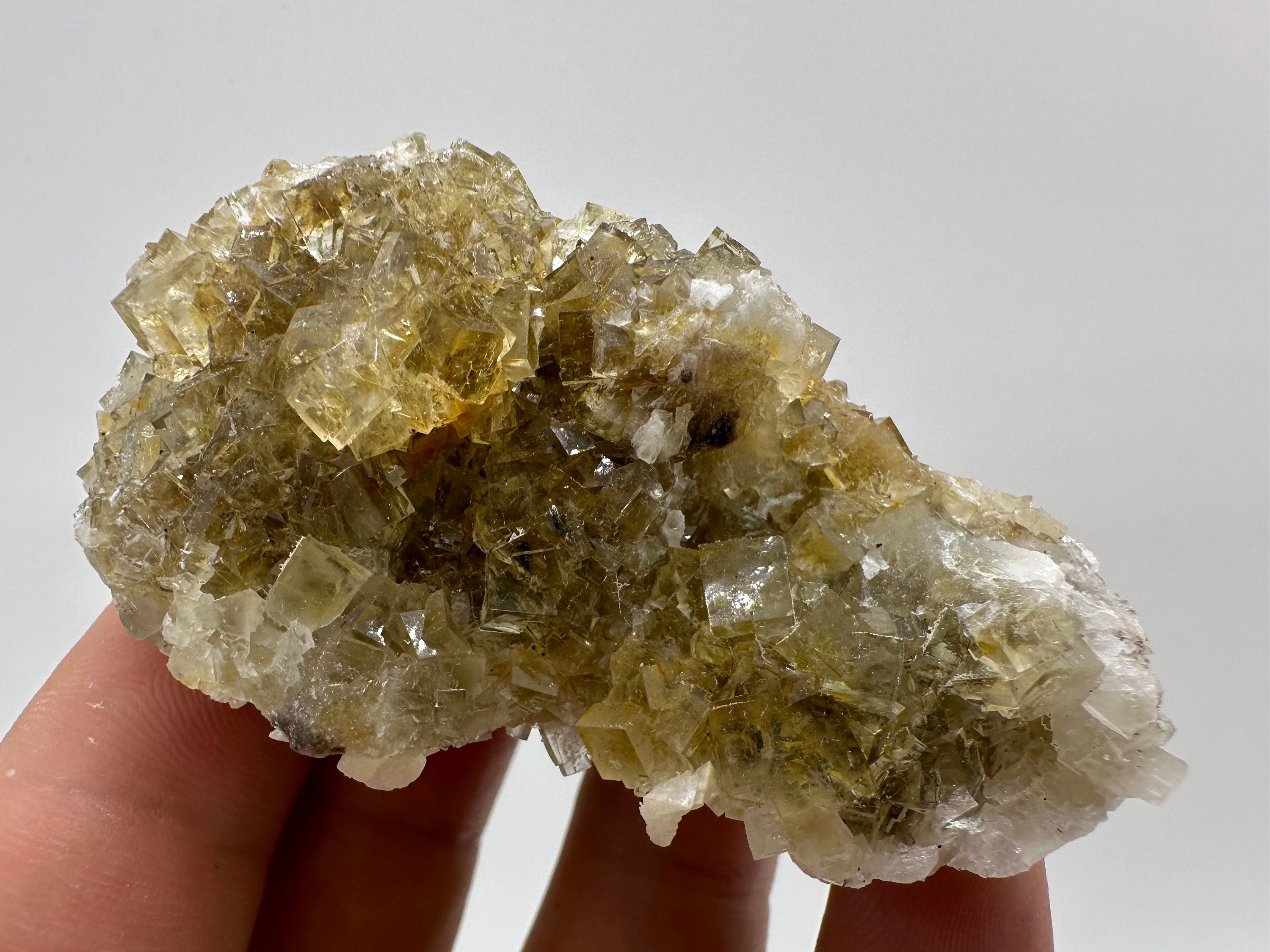 Yellow Fluorite and Calcite Mineral Specimen from Spain