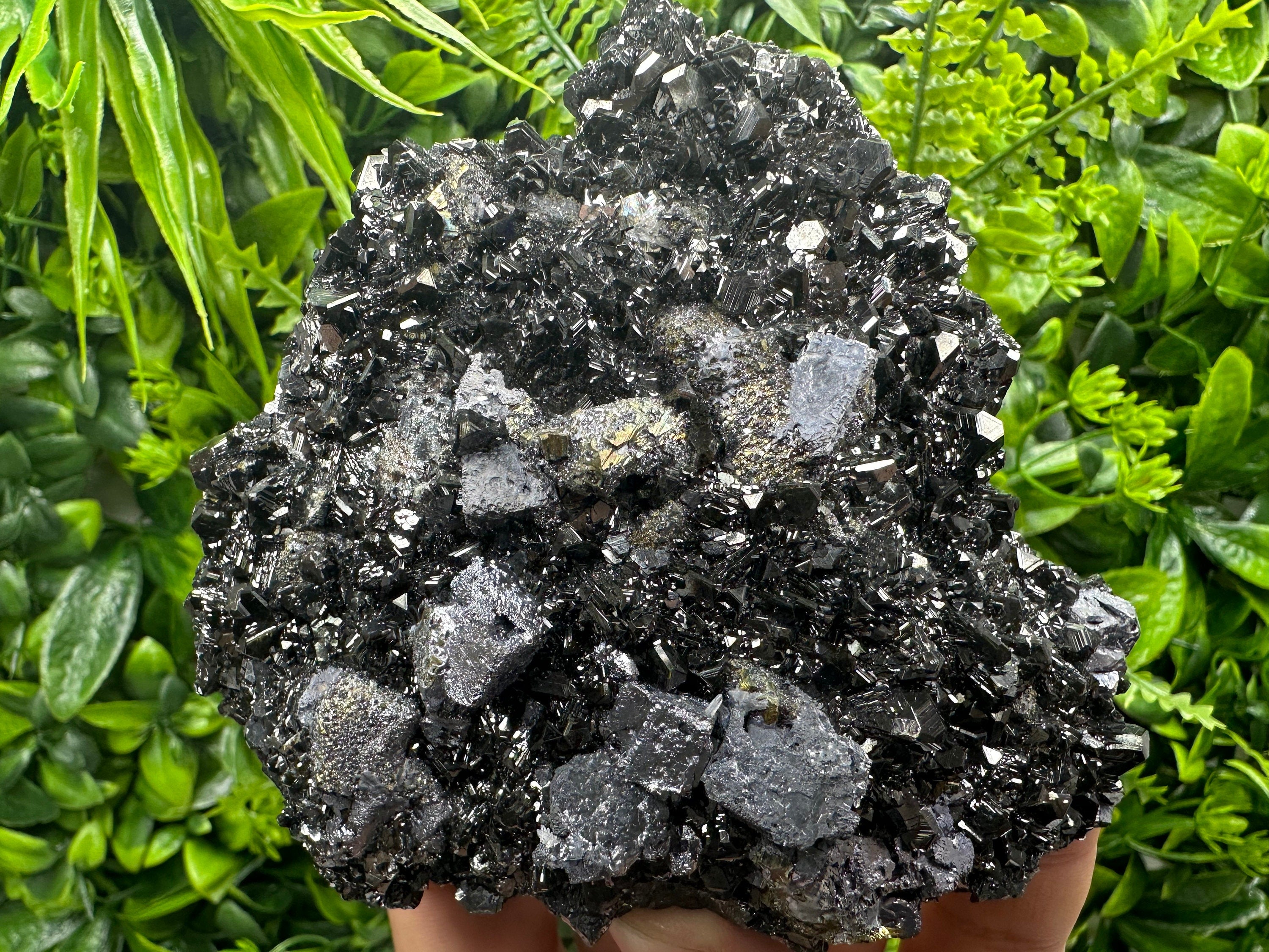 Galena, Pyrite, Chalcopyrite on Sphalerite Mineral Specimen, Bulgaria