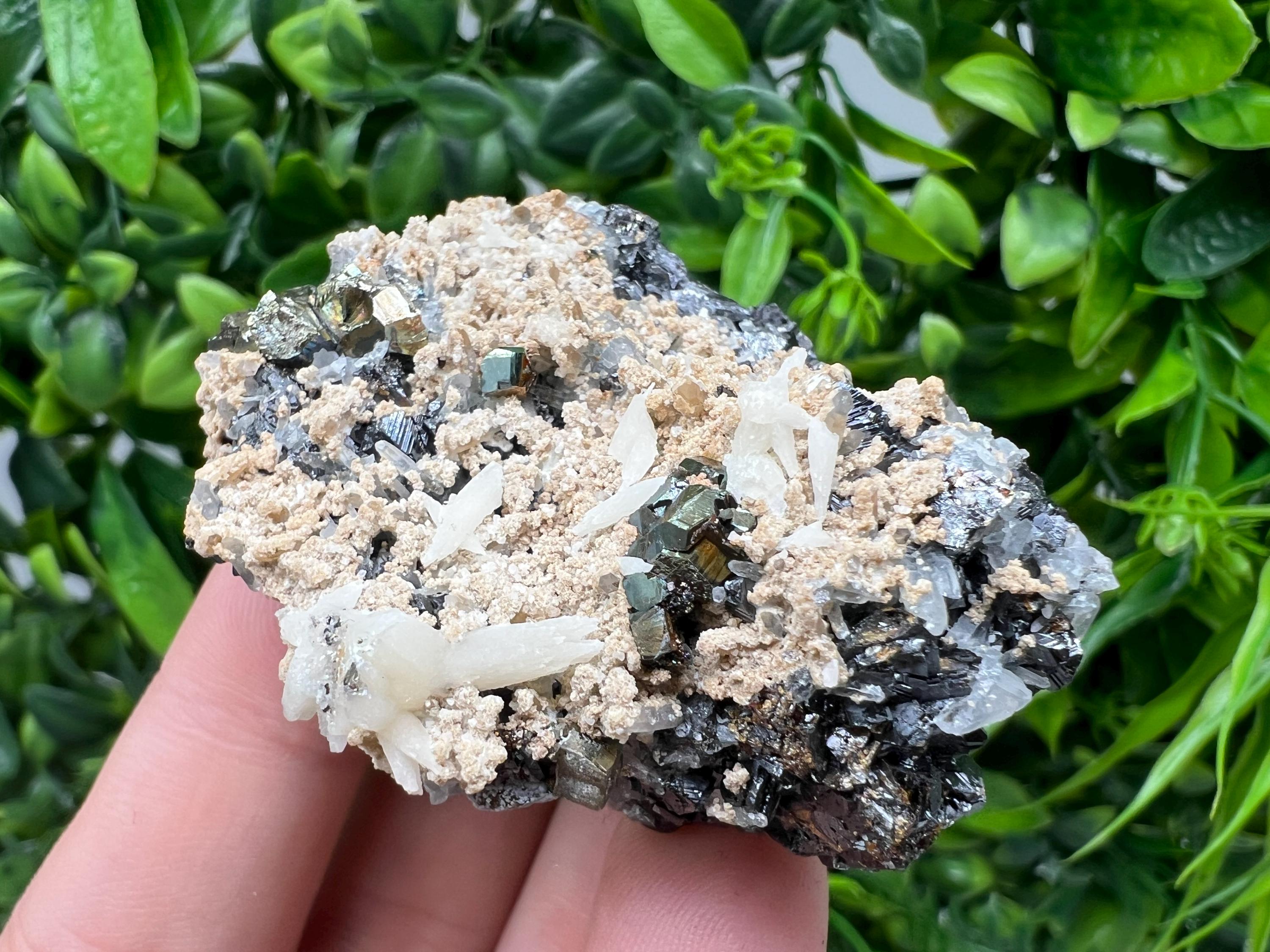 Rainbow Pyrite Calcite Specimen: Rare Madan Bulgaria Mineral