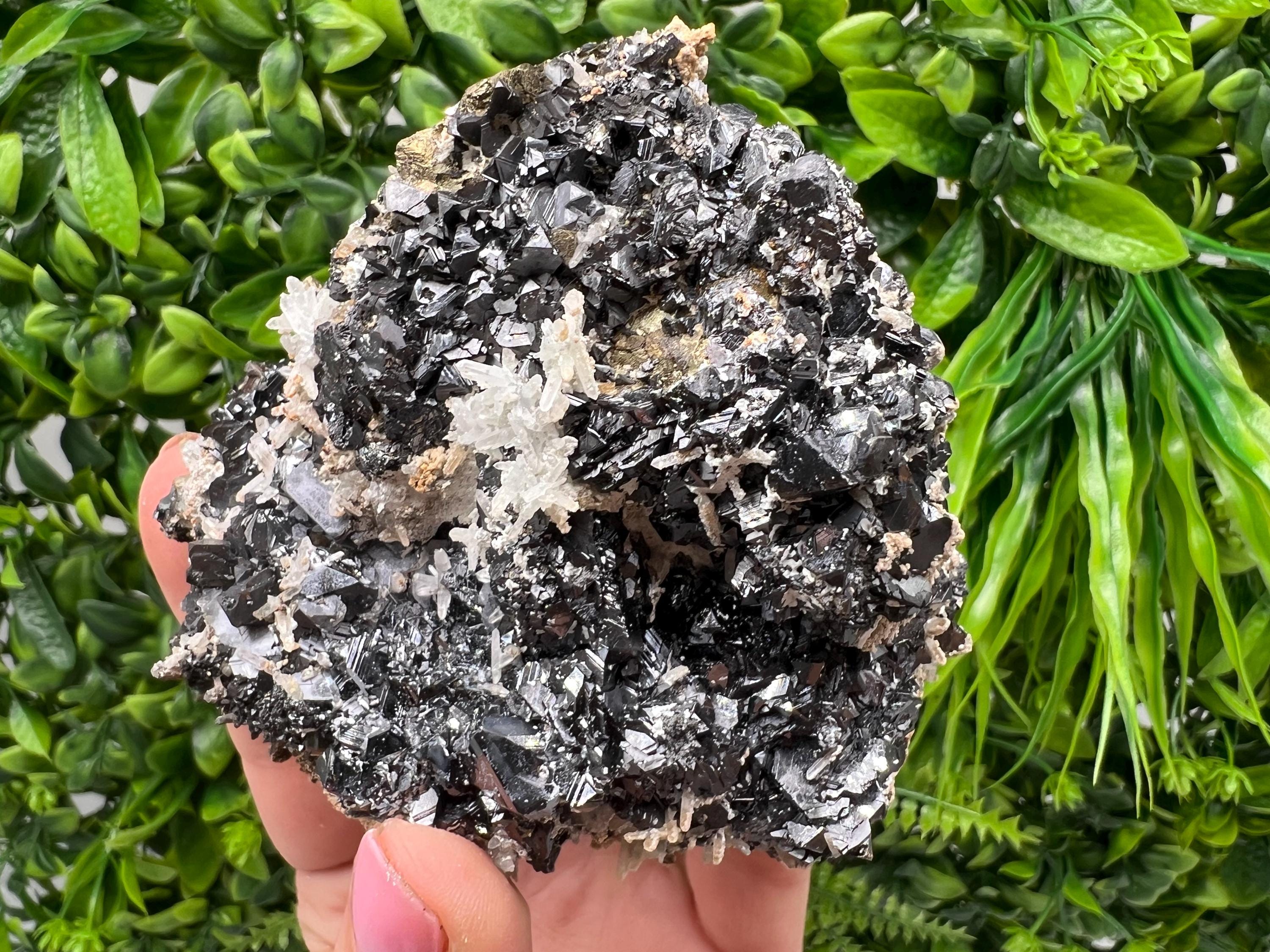 Black Sphalerite, Quartz, Galena Mineral Specimen: Madan Bulgaria Crystal