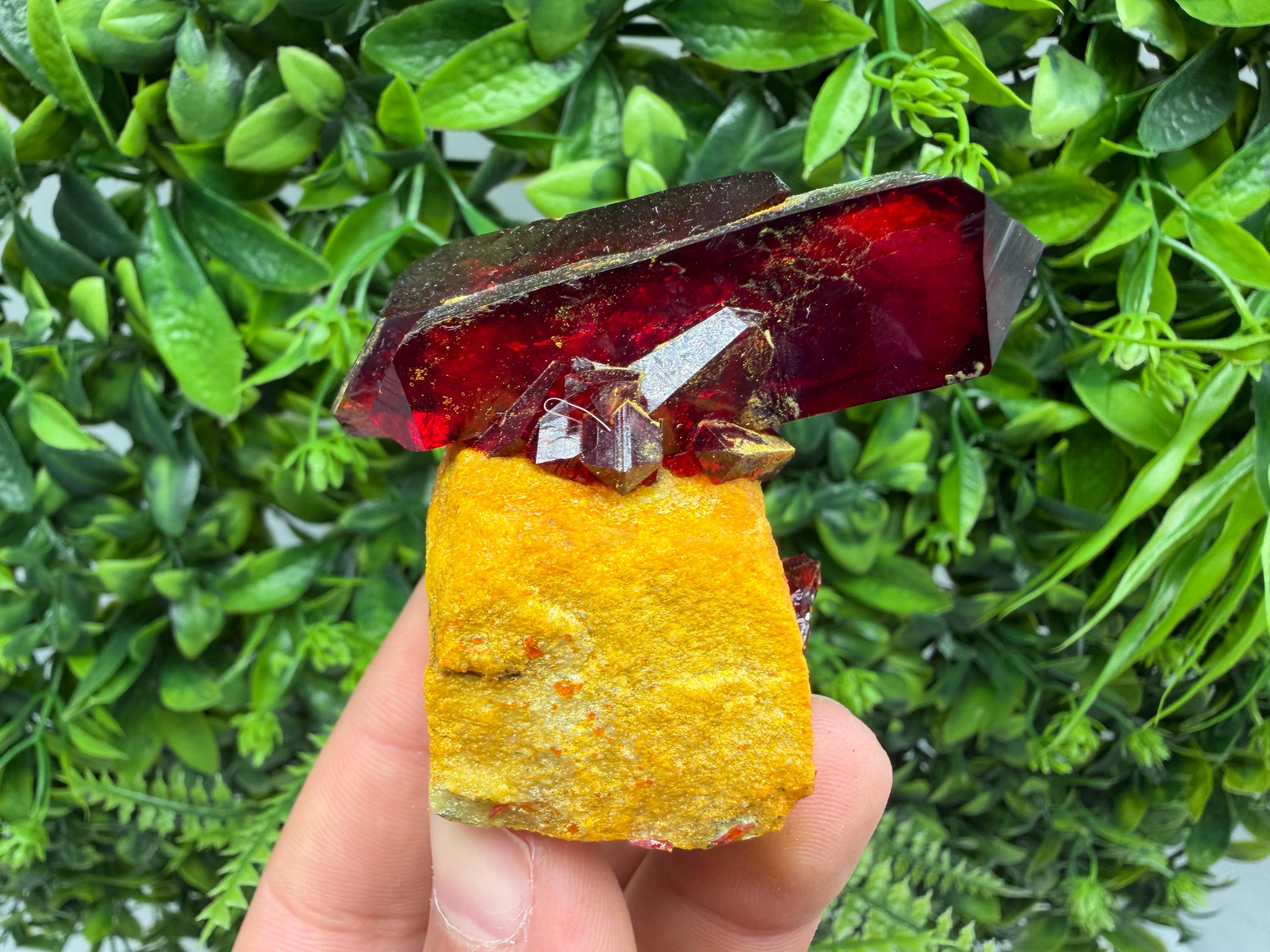 XXL Laboratory Pruskite Ruby Crystal on Matrix