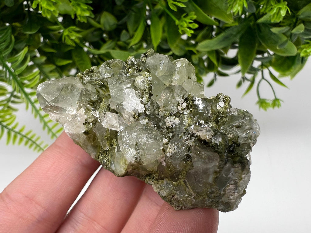 LARGE, Green Epidote with Quartz Crystals - Extremely Sparkly with Rainbows,souvenirs collection stone,gift,decor, Eastern Anatolian, Turkey