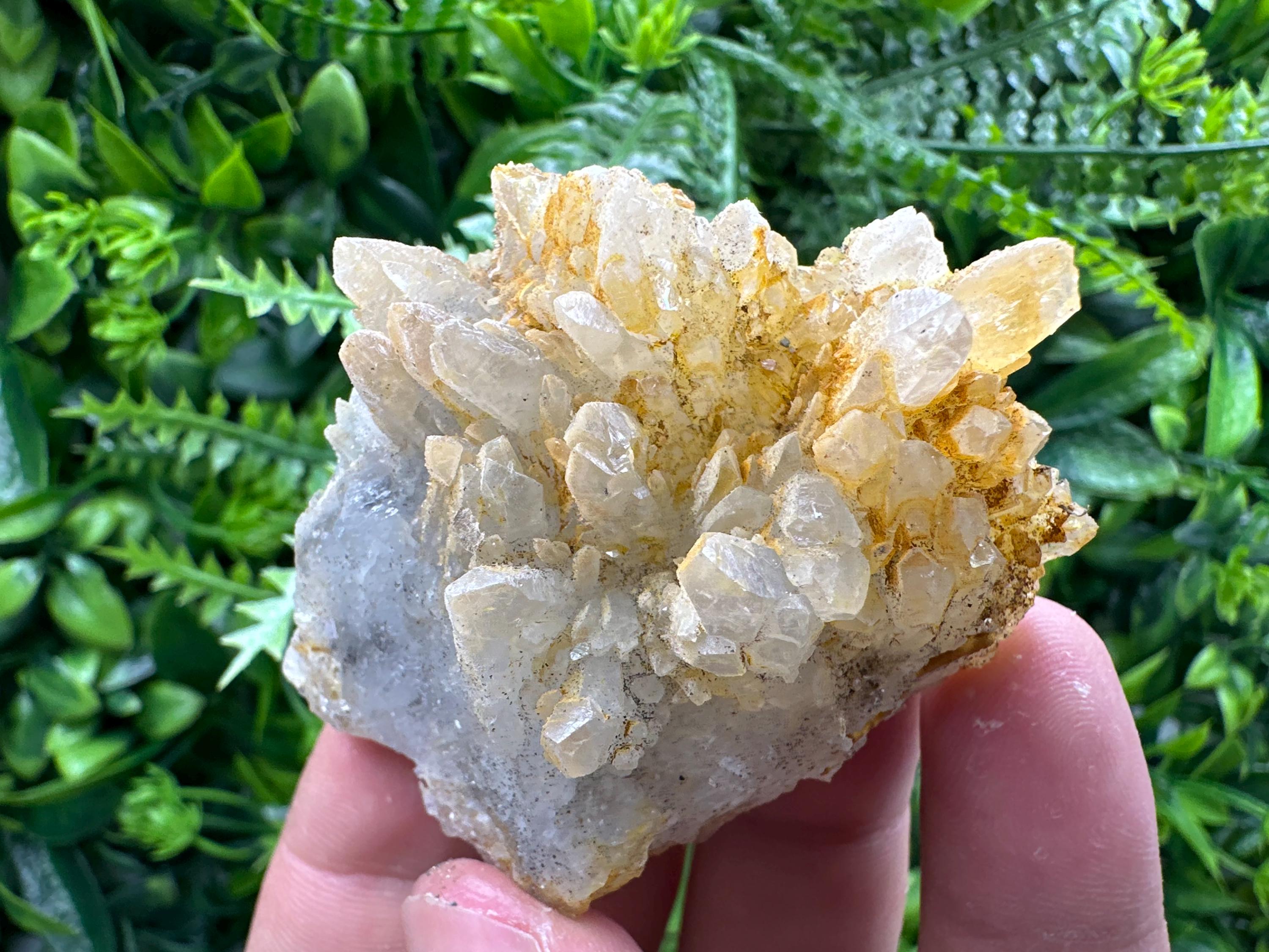 Quartz Crystal Cluster with Limonite – Mineral Specimen