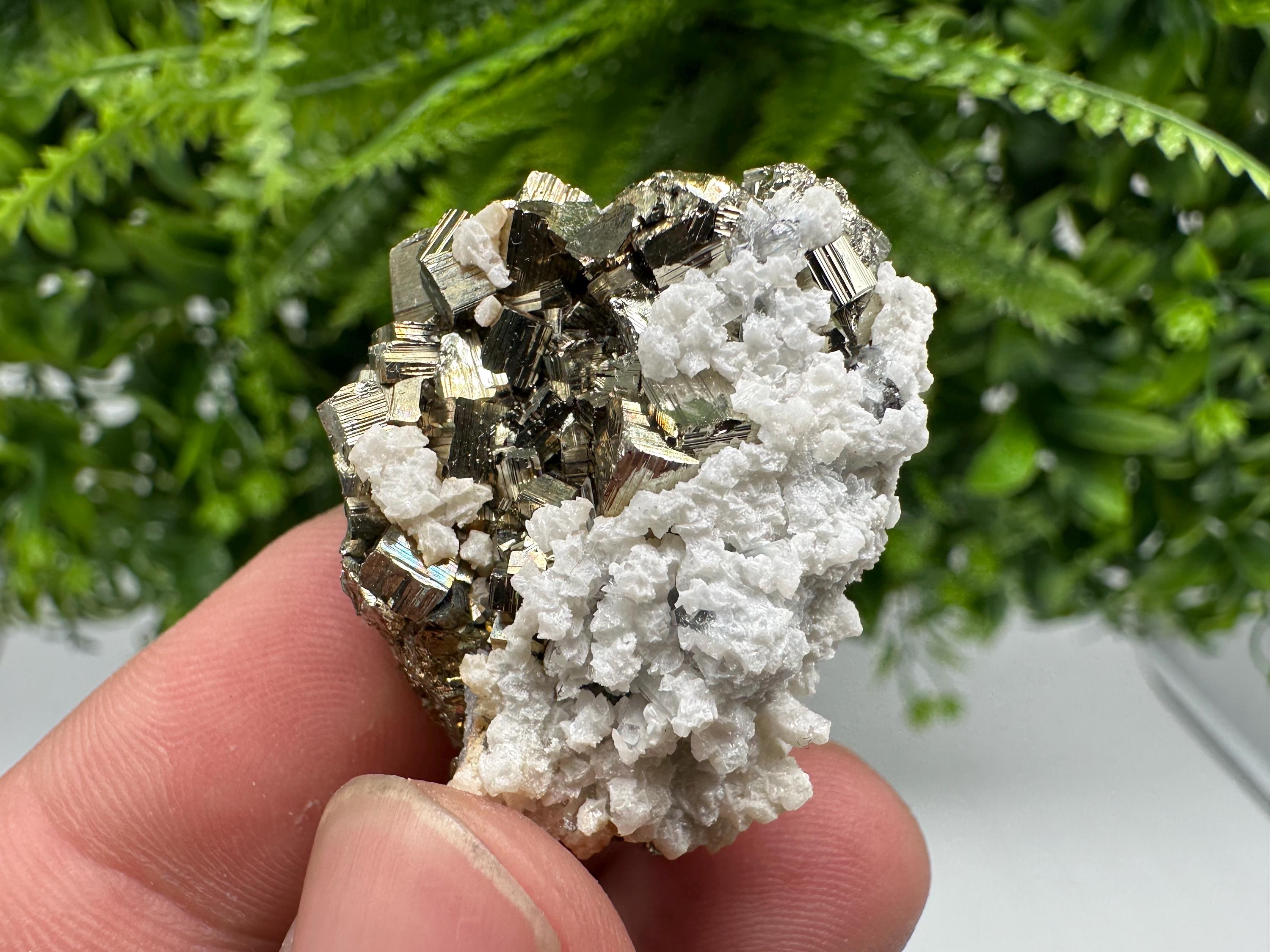 Rainbow Pyrite with Calcite, Natural Minerals Souvenir, Bulgaria