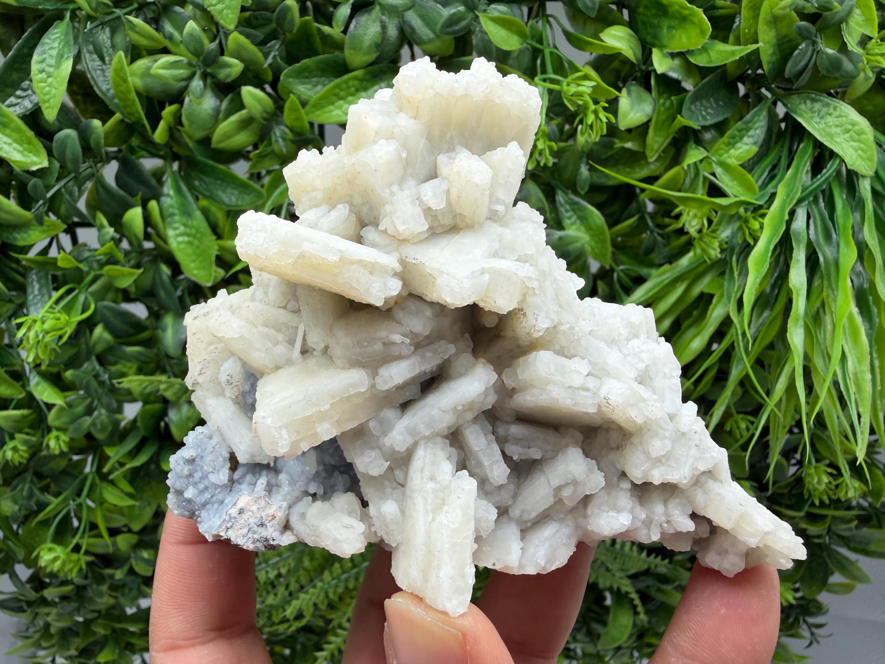 Rare Fluorescent Calcite after Barite on Chalcedony - Androvo Mine, Bulgaria