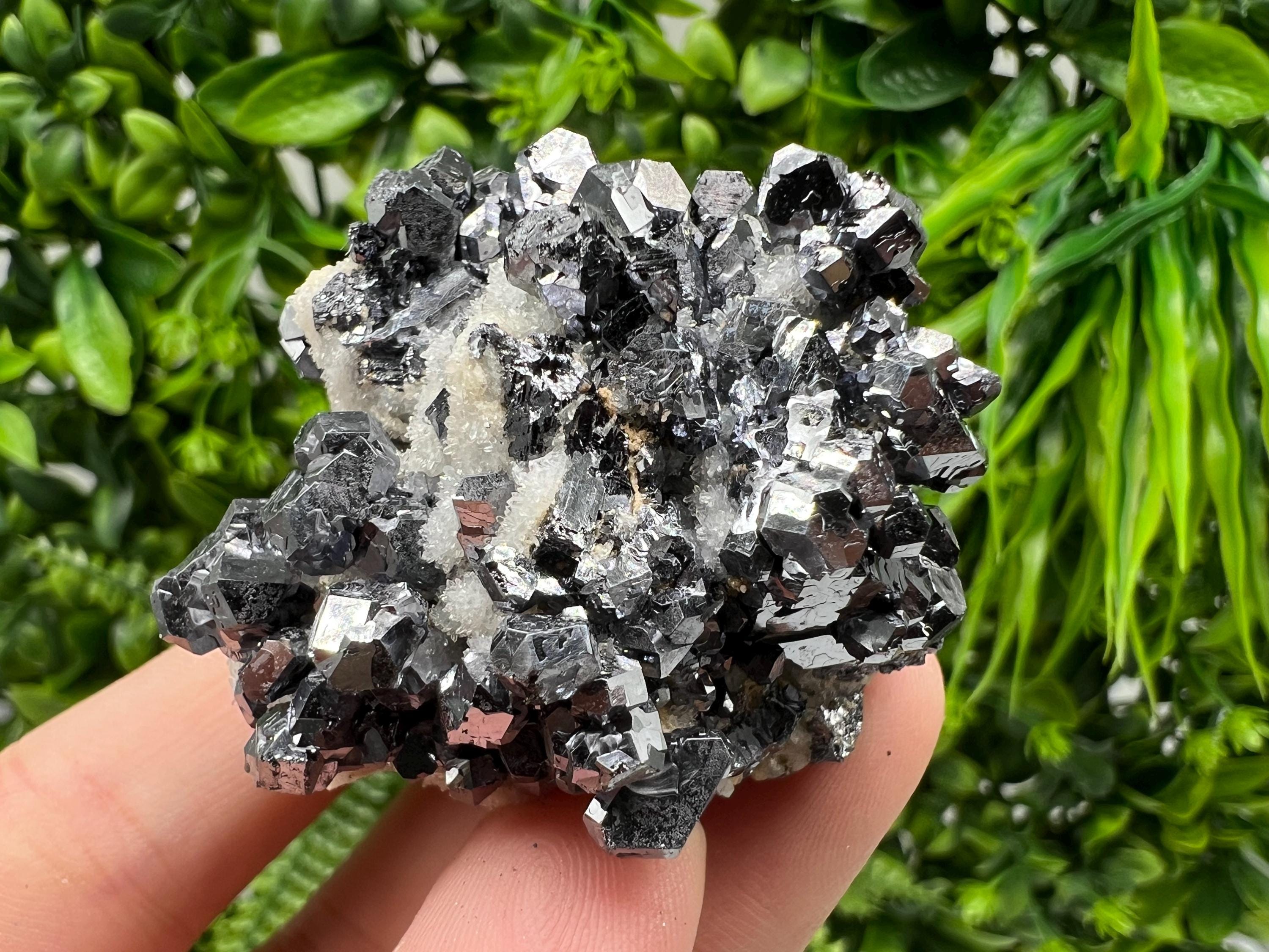 Mirror Galena with Cleiopfane on Chalcedony, Krushev dol Mine, Bulgaria
