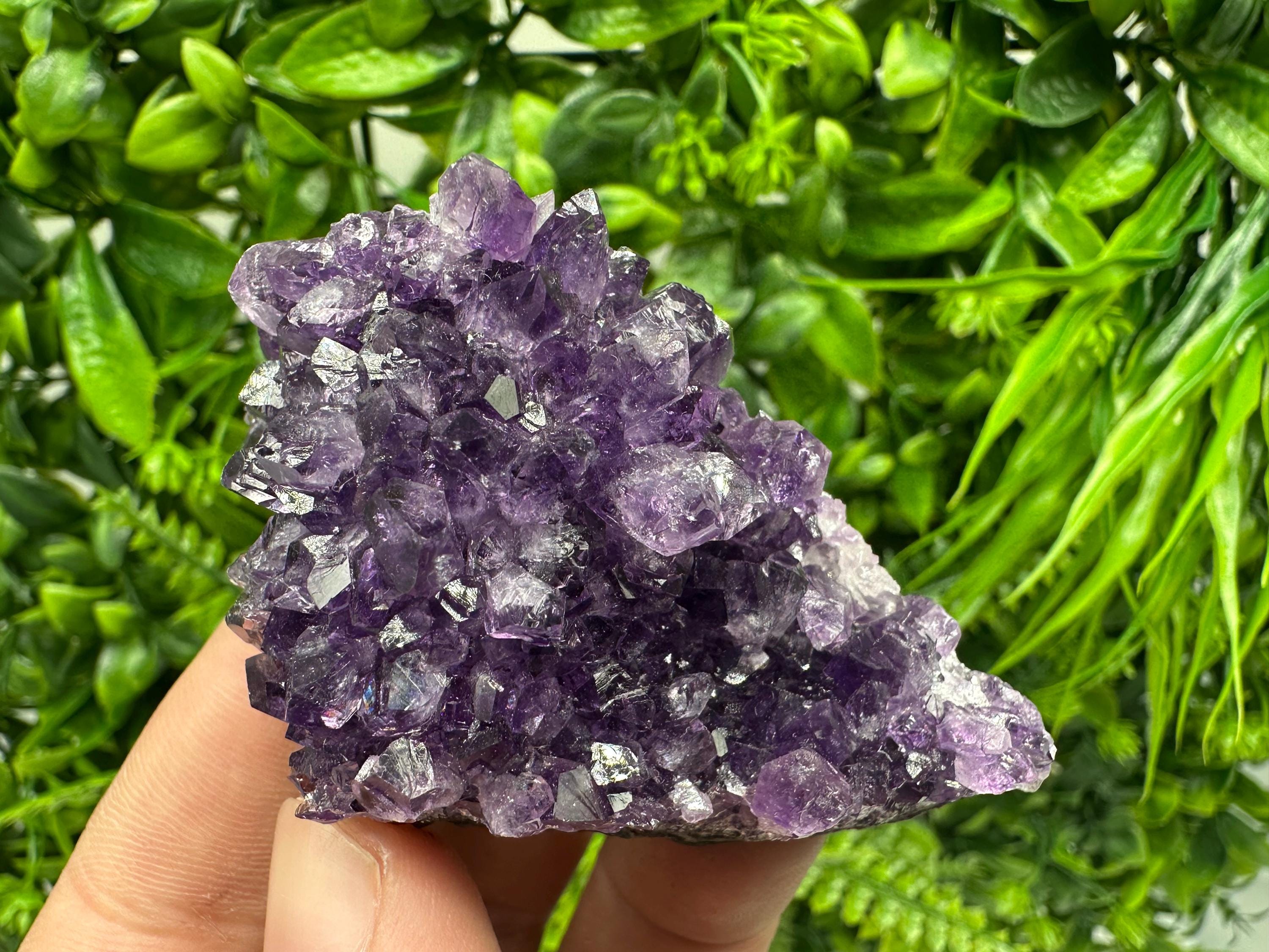 Natural Purple Amethyst Cluster from Uruguay: Home Decor Crystal
