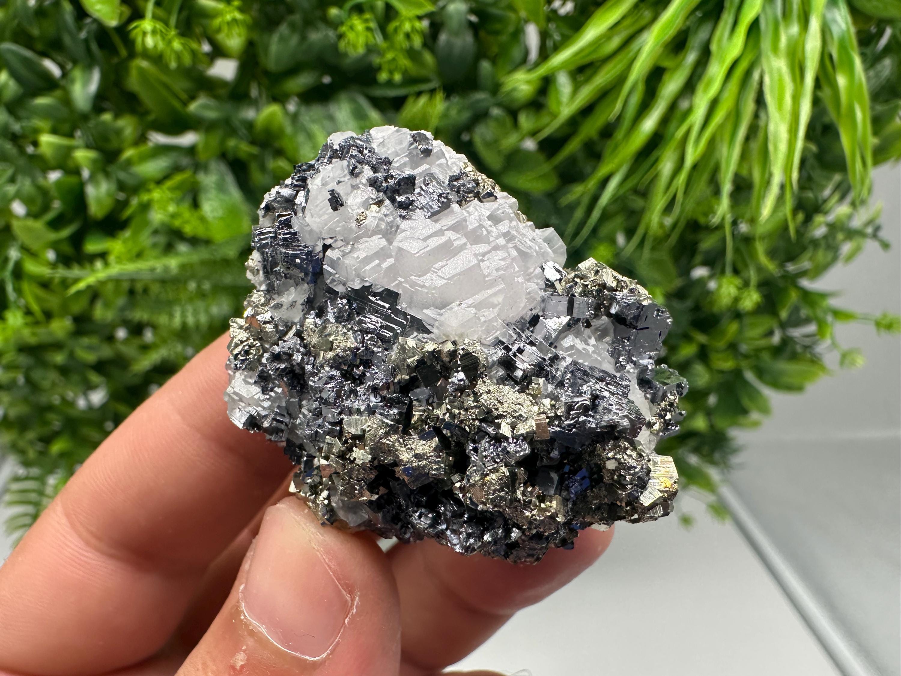 Calcite Pyrite on Galena with Quartz, Borieva Mine, Bulgaria