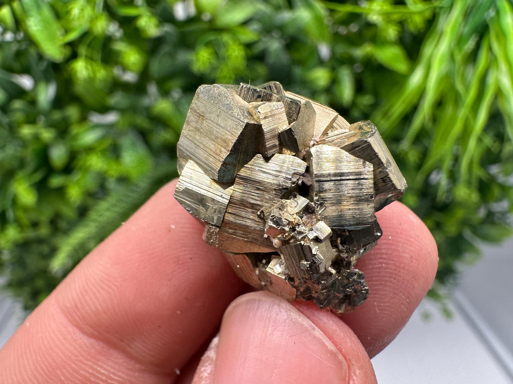 Rainbow Pyrite with Calcite, Natural Crystal Souvenir from Bulgaria
