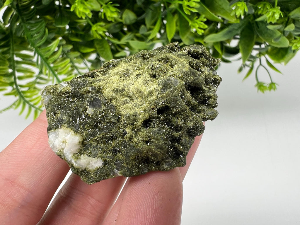 Green Epidote with Quartz Crystals - Extremely Sparkly with Rainbows,souvenirs collection stone,gift,decor, Eastern Anatolian, Turkey