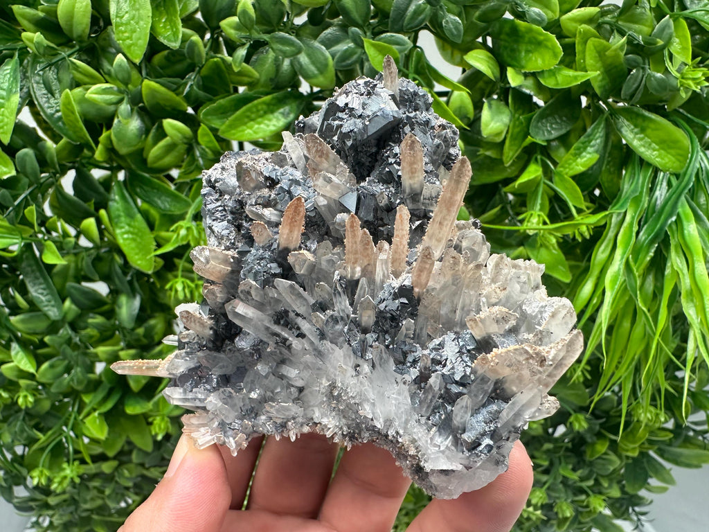 Quartz Cluster with Black Sphalerite, Home Decor Stone