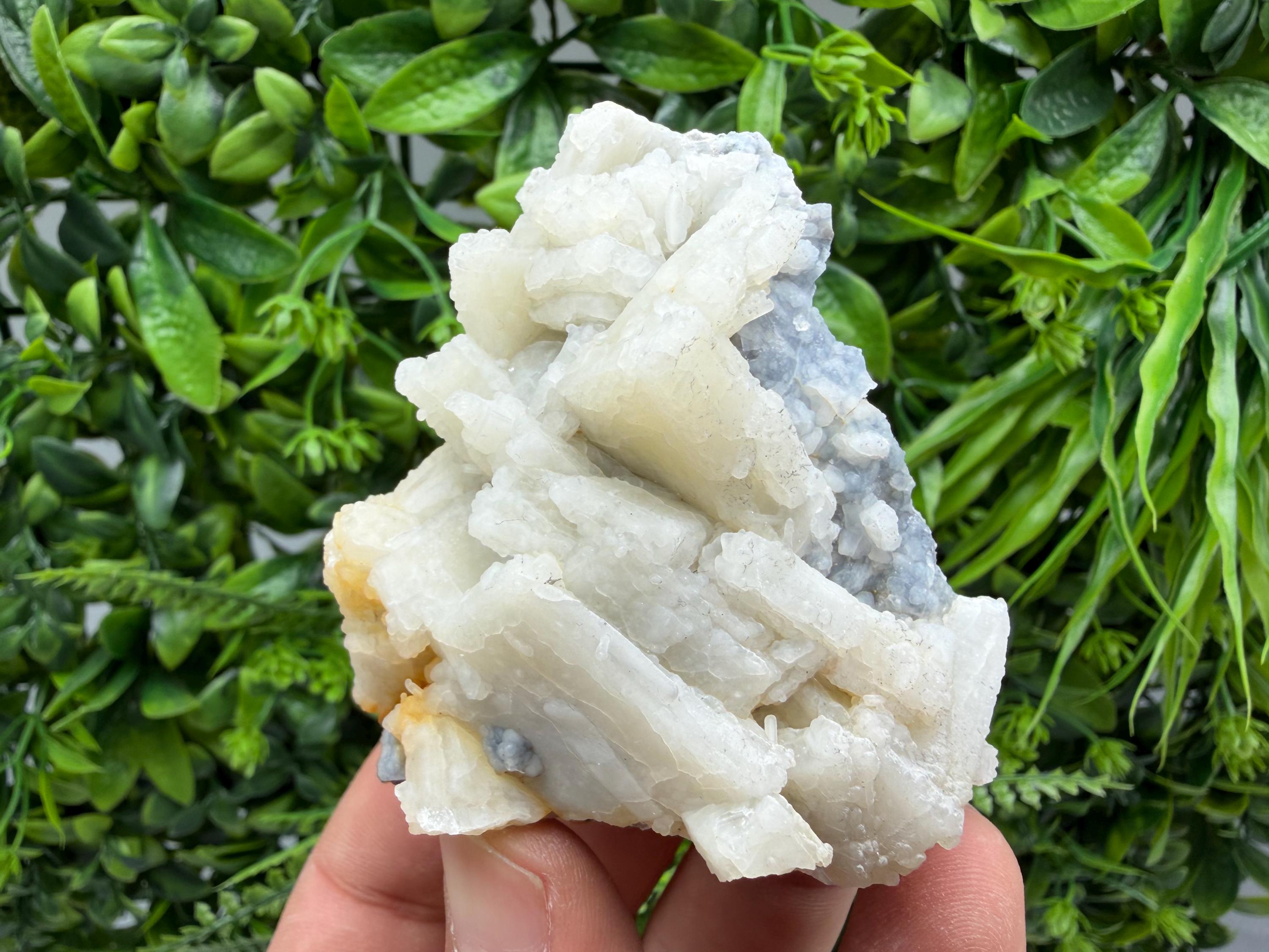 Rare Fluorescent Calcite after Barite on Chalcedony - Androvo Mine, Bulgaria