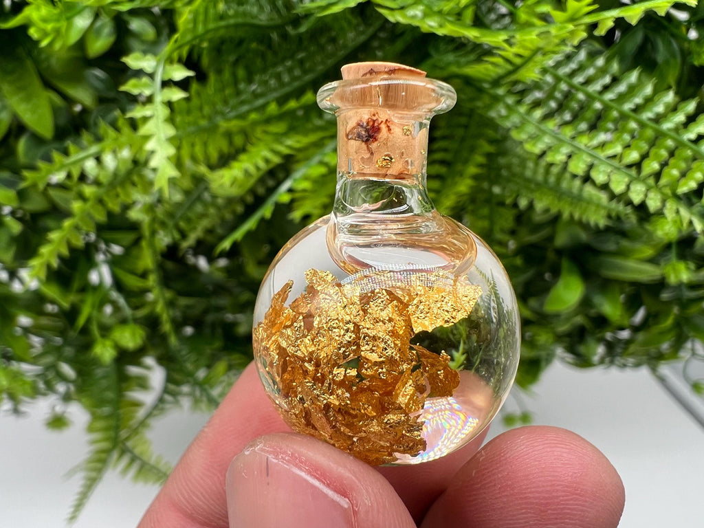 ONE(1)Stunning BOTTLE real gold,Silver Argento,Copper Rame,raw gold Flakes,minerals specimen,home decor,gift idea,souvenir,real gold,22carat