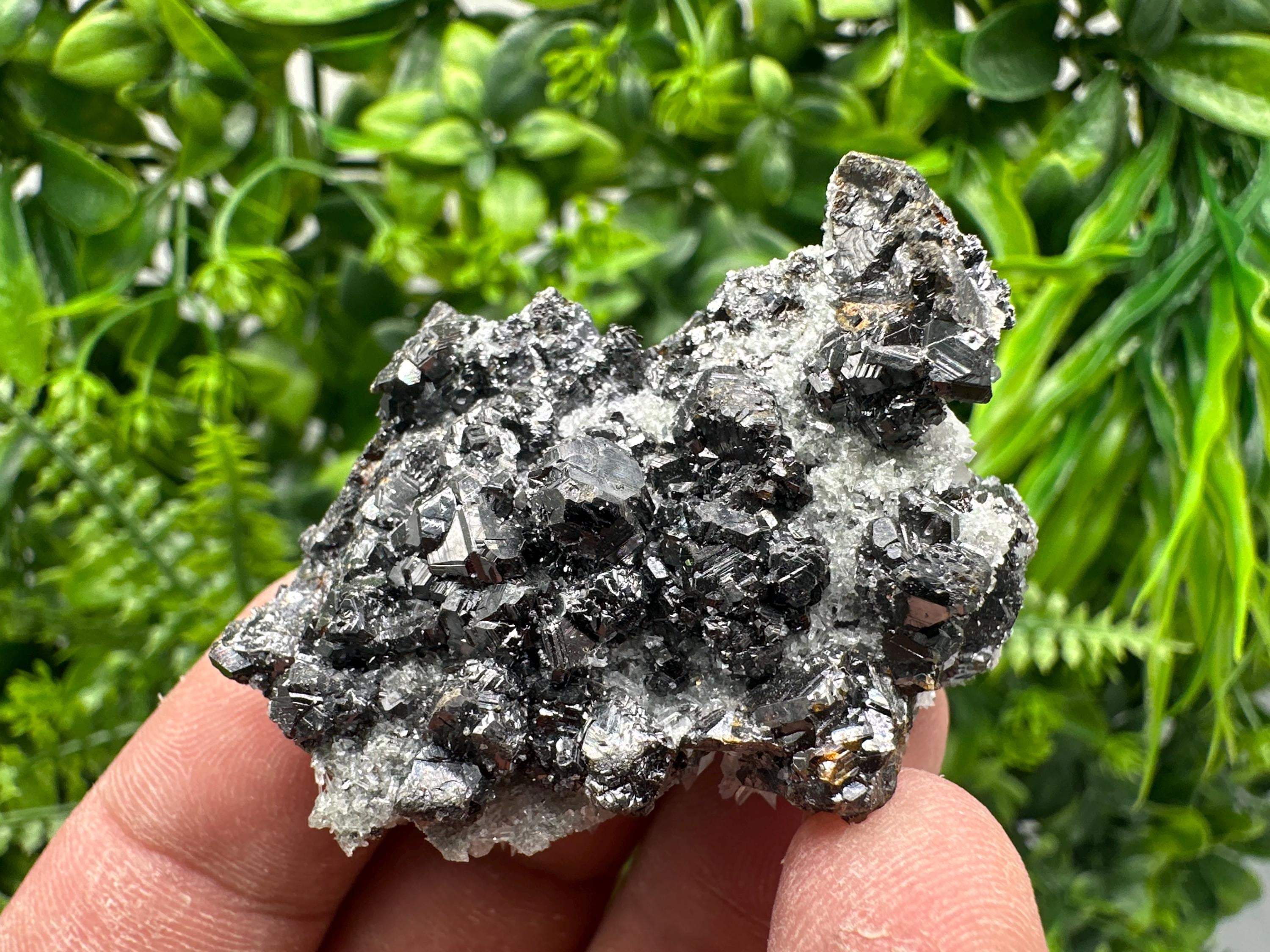 Sphalerite on Green Quartz, Borieva Mine Mineral Specimen