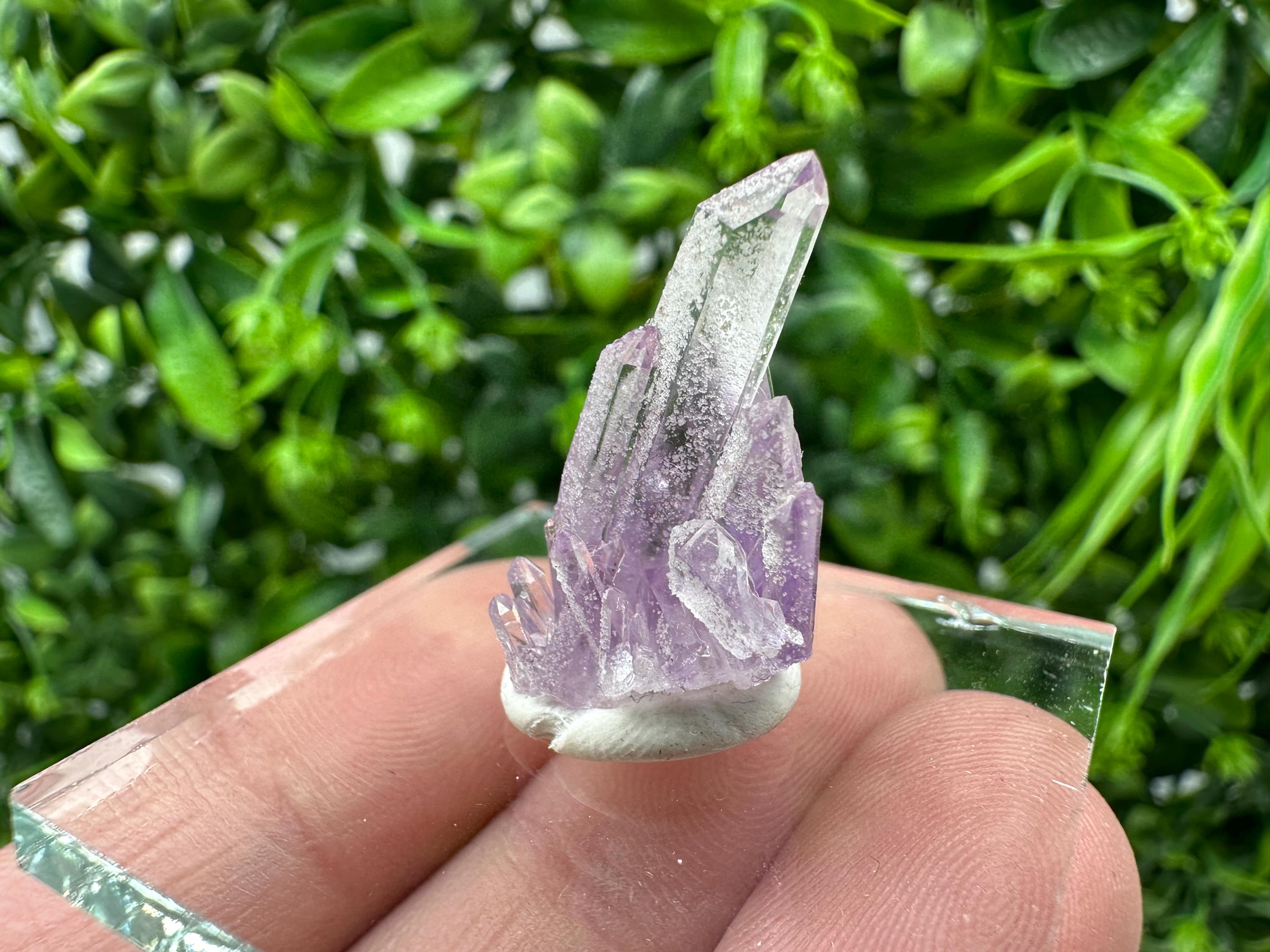 Phantom Amethyst Crystal with Cerussite, Bulgarian Mineral Specimen
