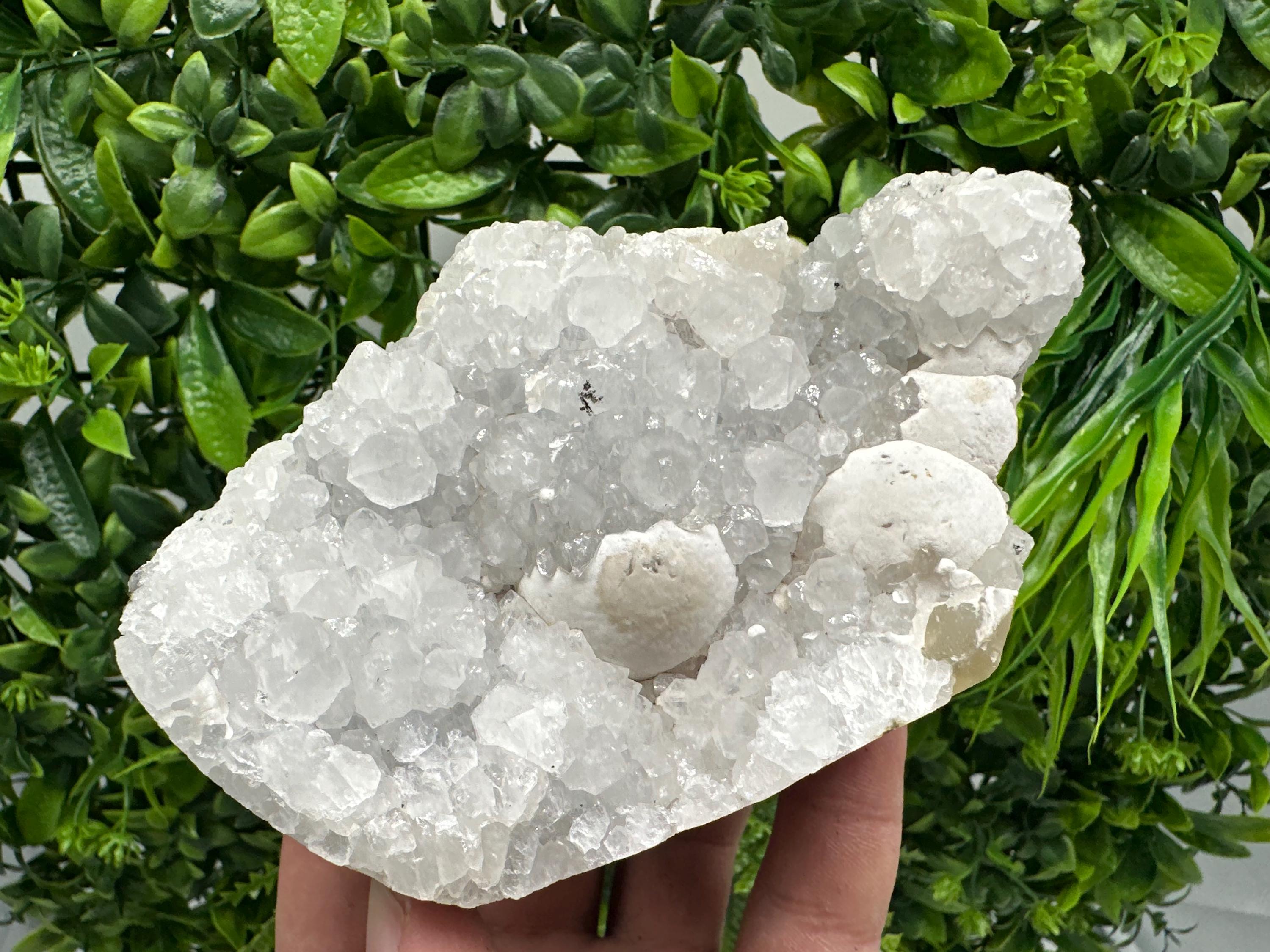 Transparent Apophyllite on Chalcedony, India Mineral Specimen