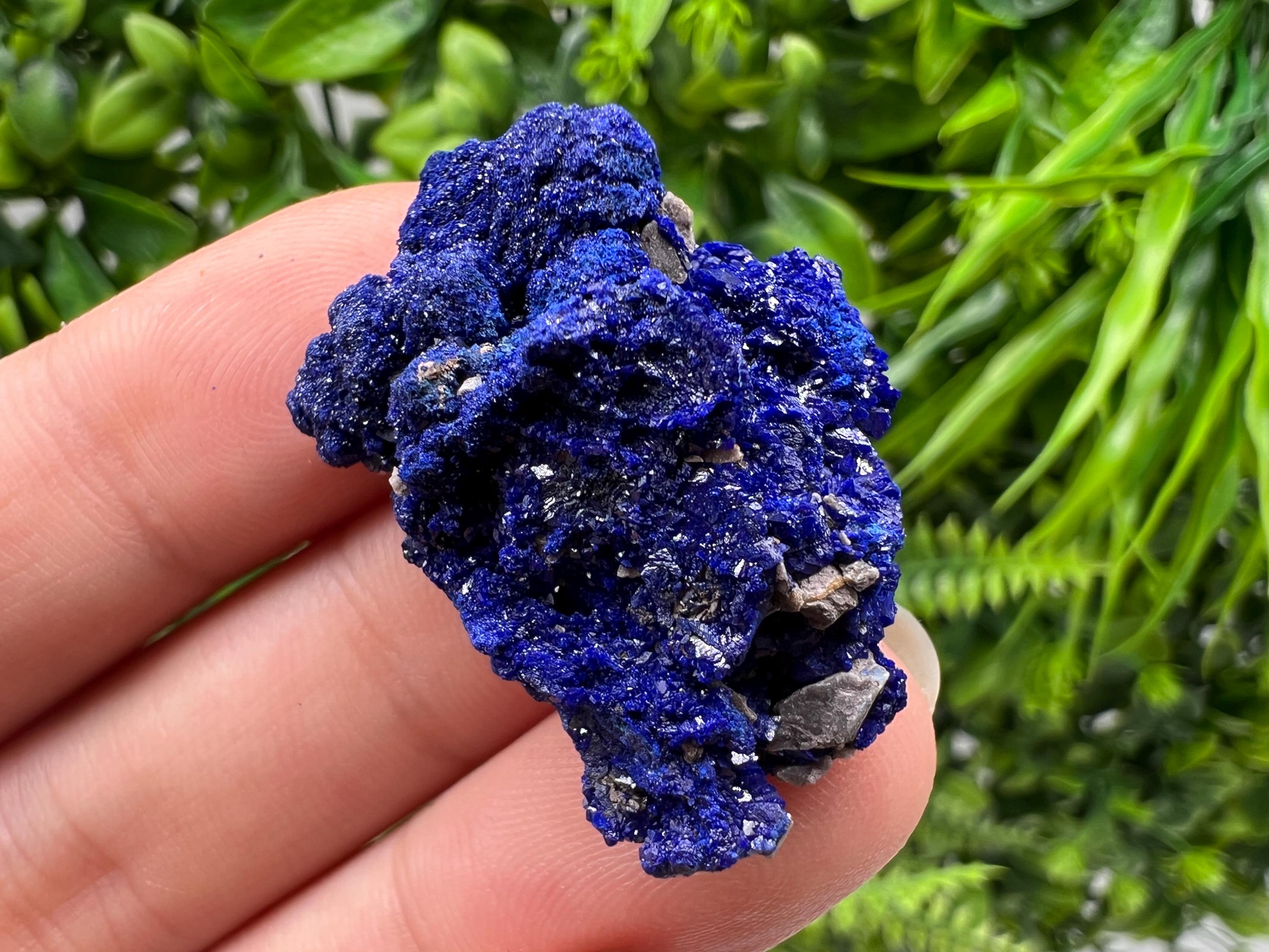 Crystallized Azurite-Kerrouchen,Morocco-Blue Azurite Specimen-High Quality Blue Azurite-Azurite Mineral Specimen, gemmy,lustrous of Azurite