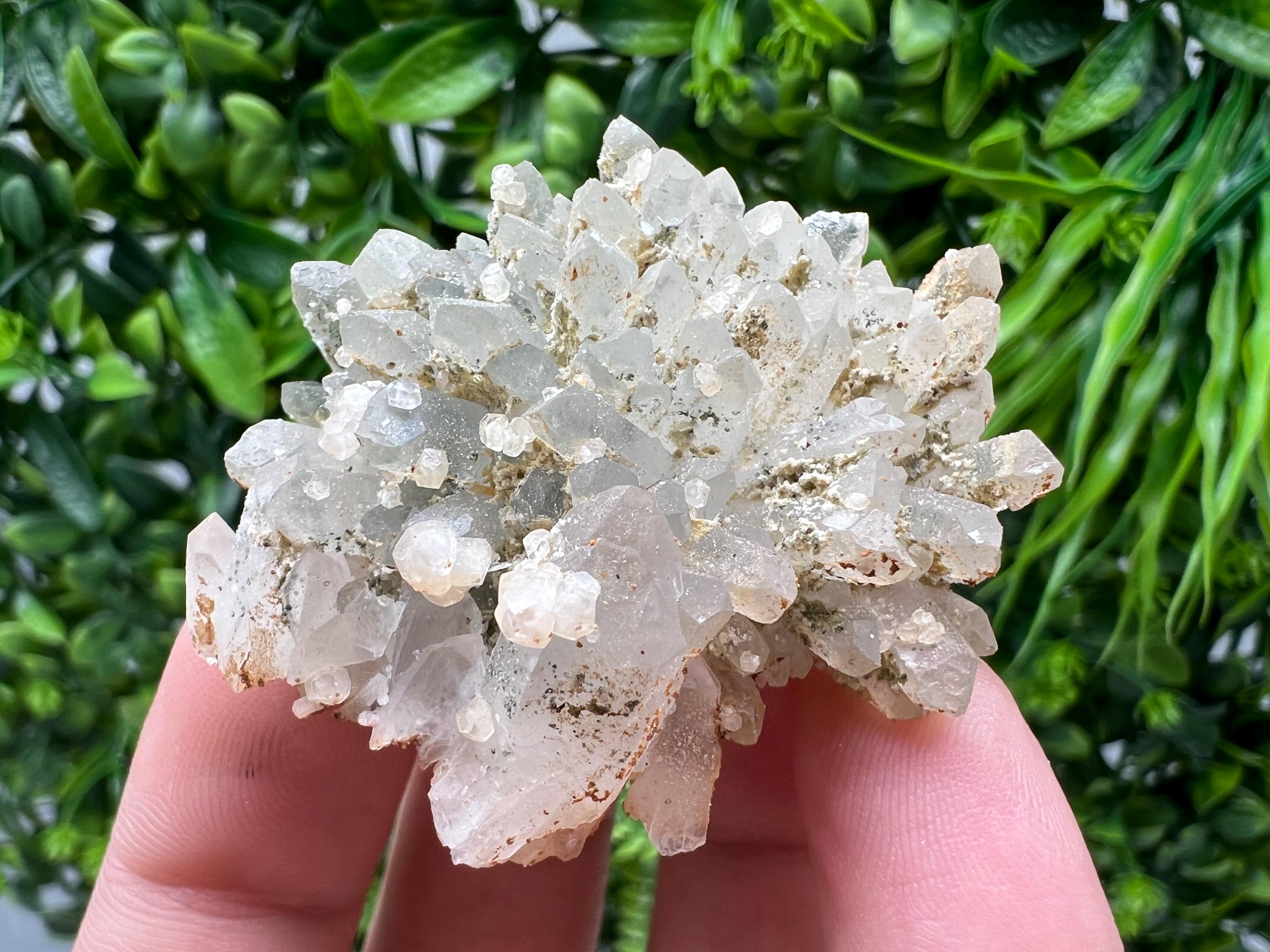Calcite on Green Quartz: Djurcovo Mine, Bulgaria Healing Crystal